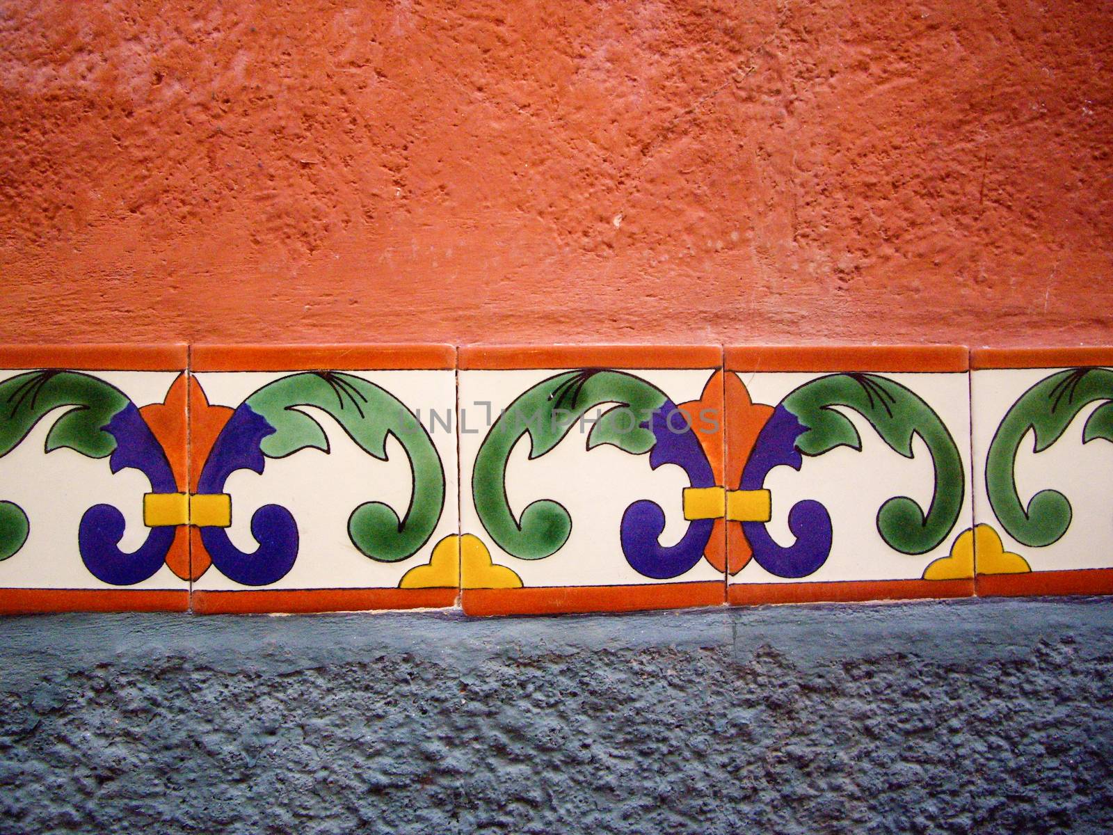Mexican wall with colorful tile pattern