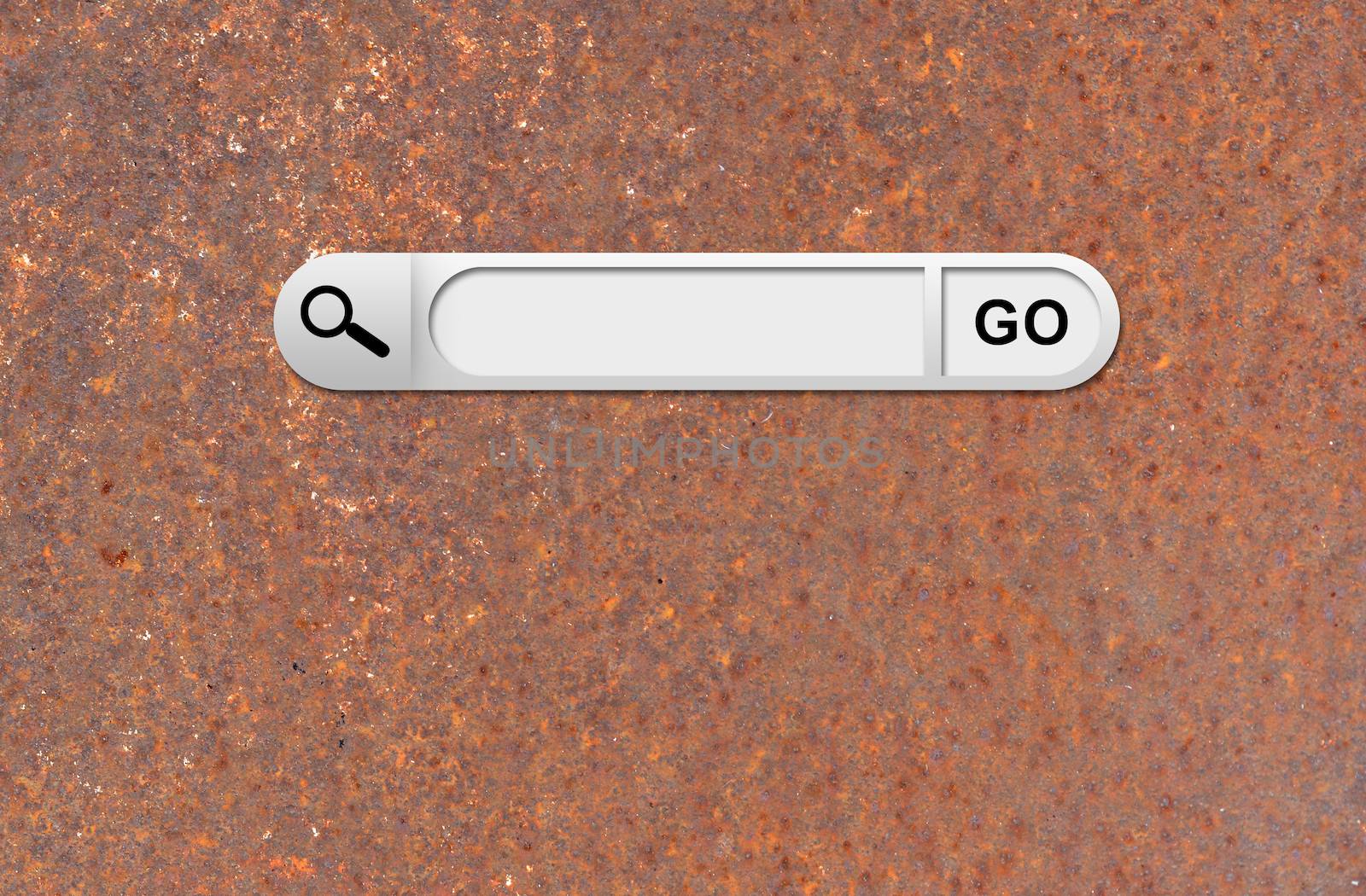 Search bar in browser. Old rusty metal surface on background
