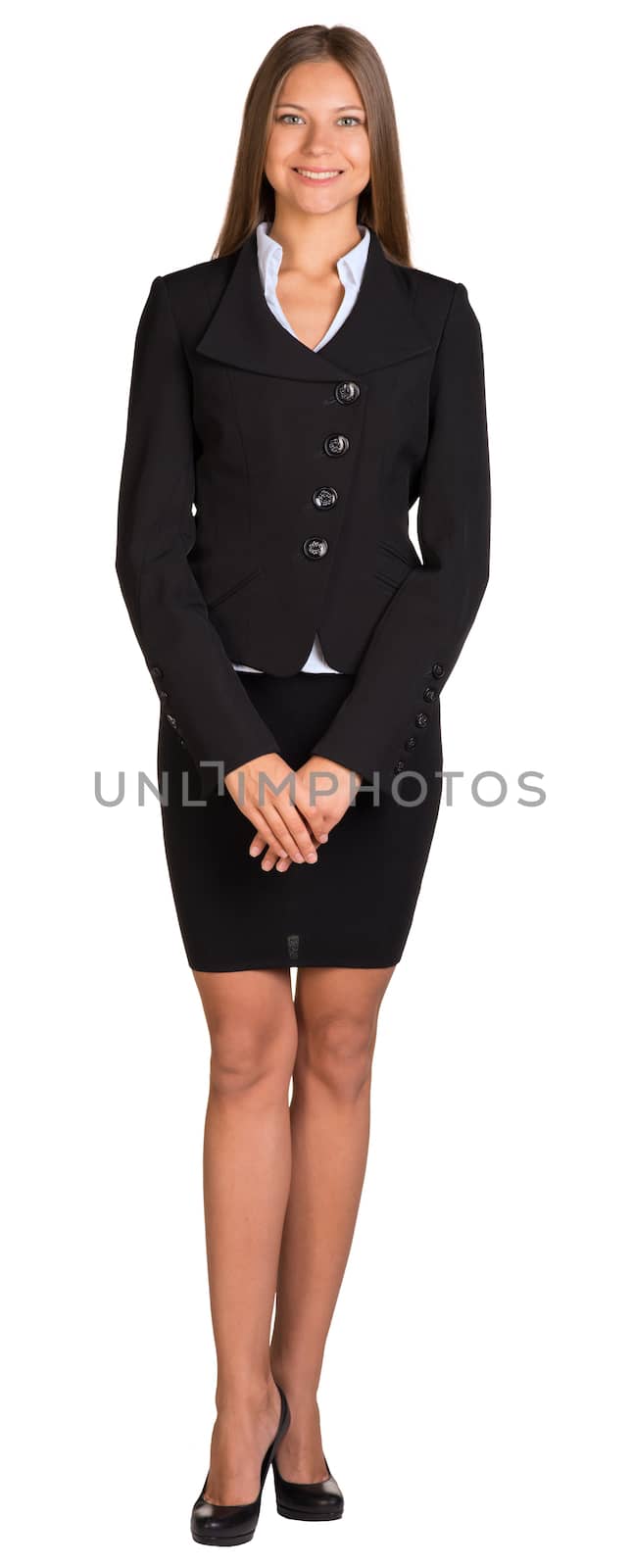 Pretty businesswoman. Isolated on the white background