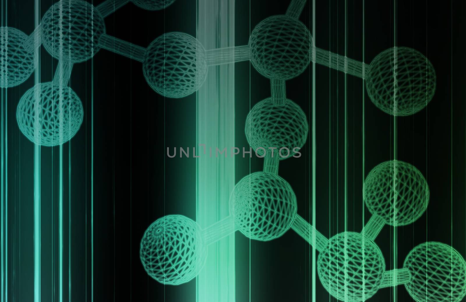 Molecule DNA Cell in Wireframe Mesh Art