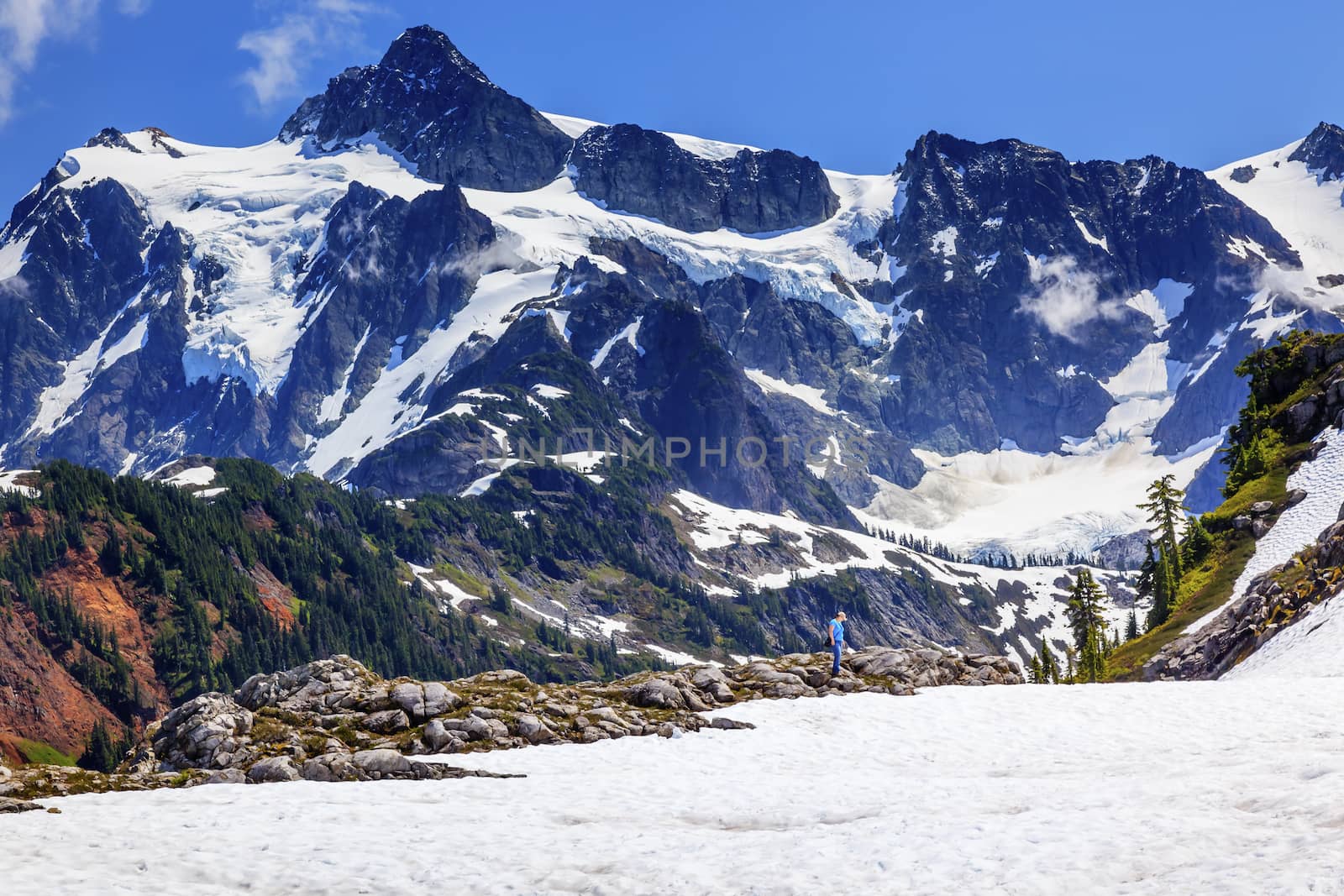 Hiking Snowfields Artist Point Glaciers Mount Shuksan Washington by bill_perry