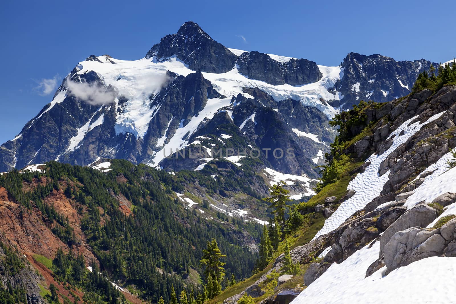 Hiking Snowfields Artist Point Glaciers Mount Shuksan Washington by bill_perry