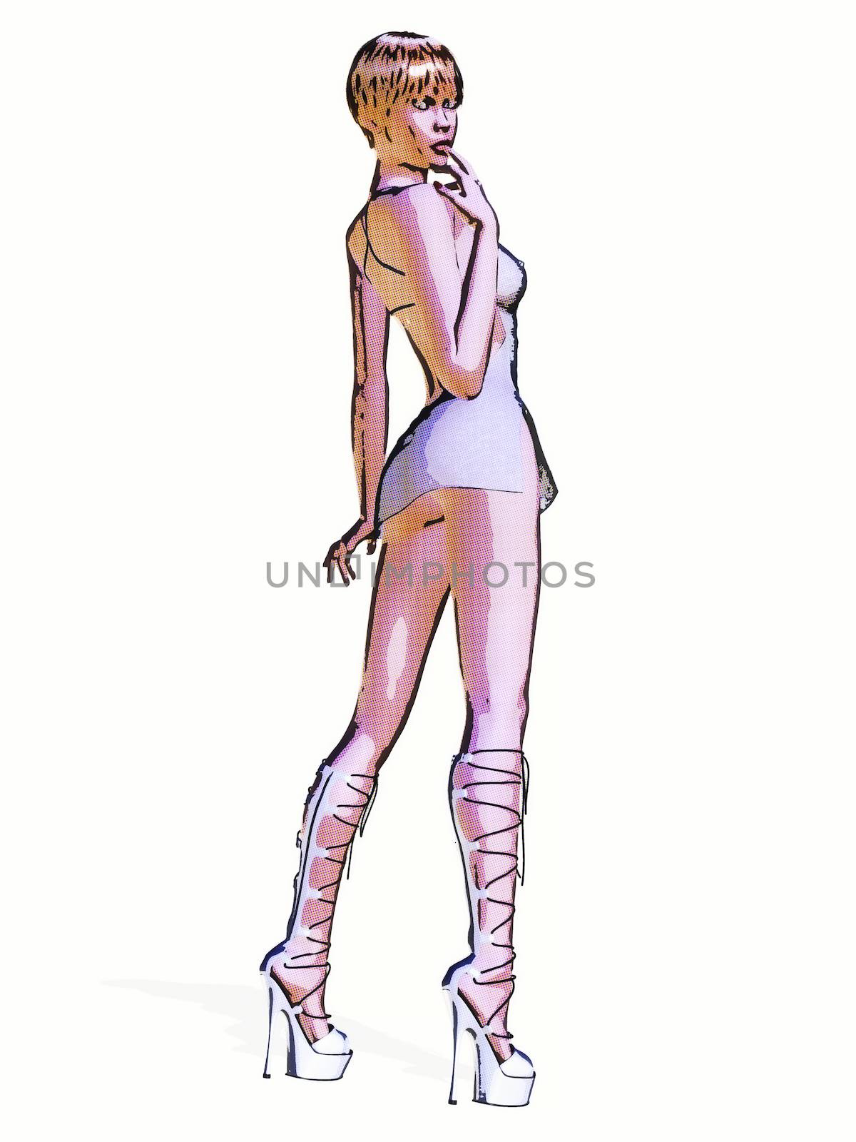 Digital visualization of a comic girl