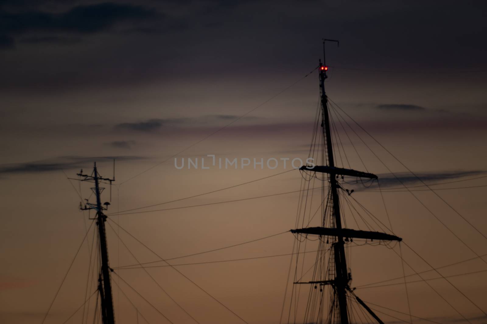 Sailing ship by night in Kiel, Germany