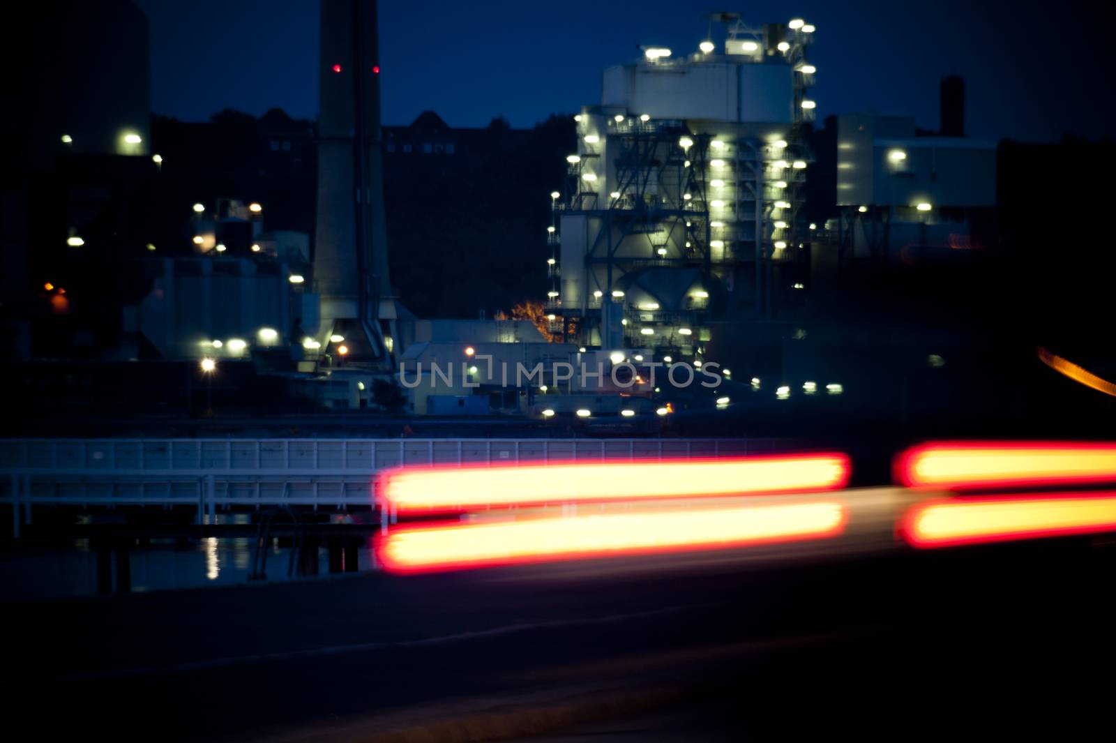 Power plant by night in Kiel, Germany