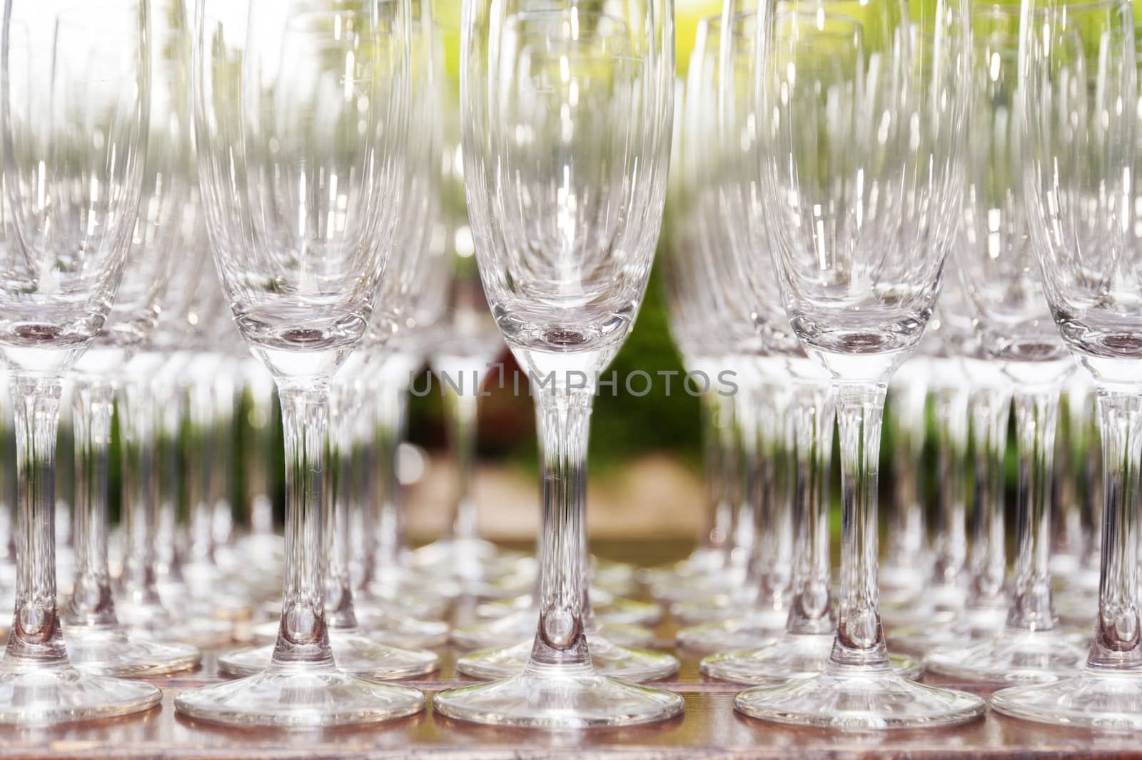 Detail of Champagne Glasses on a Plate