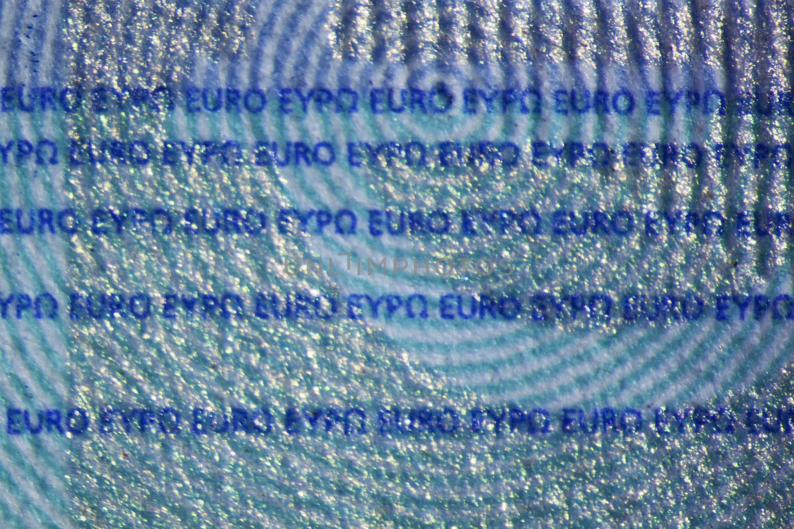 Micro Photo of a Hologram on an Euro Bill