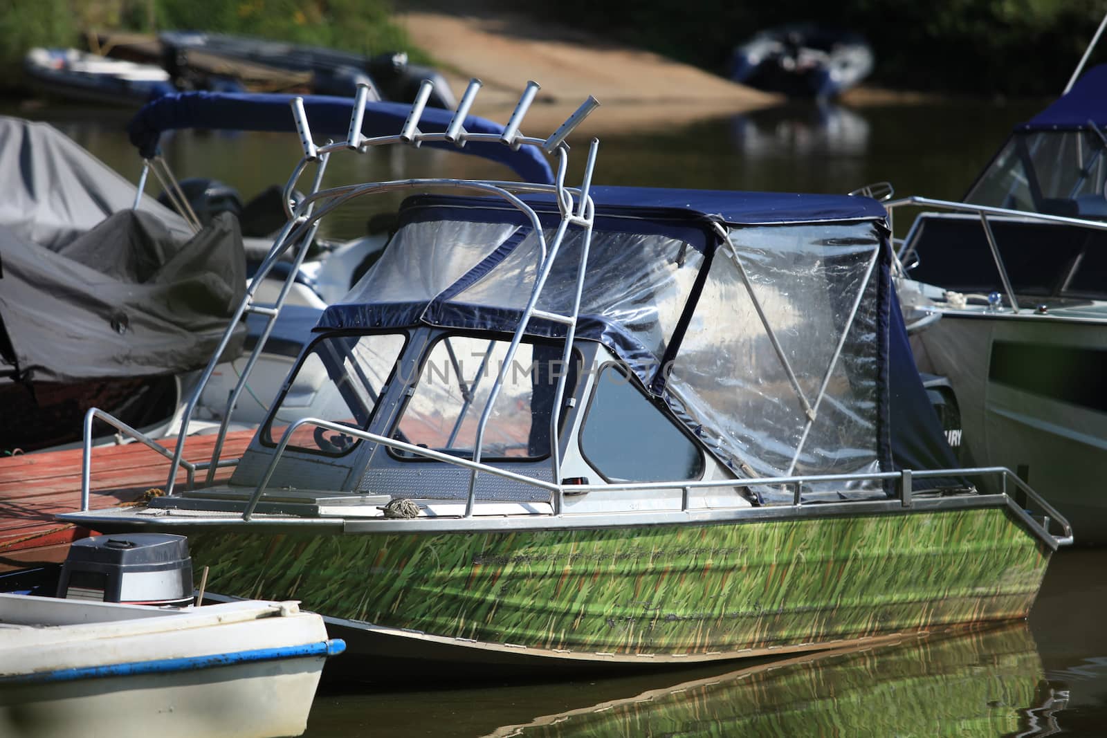 Fishing  Motorboat Moored Close to