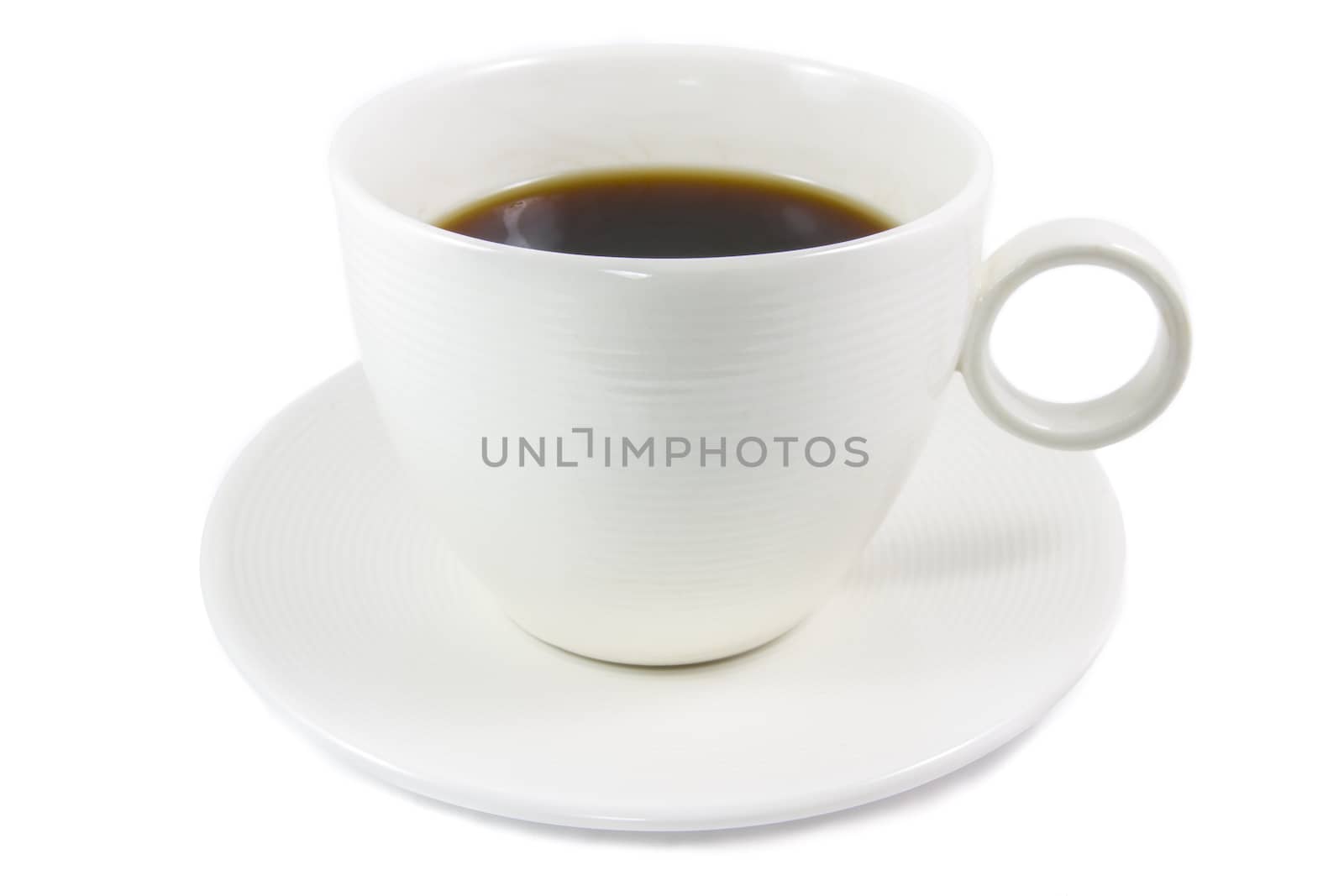 White cup of coffee isolated on white background