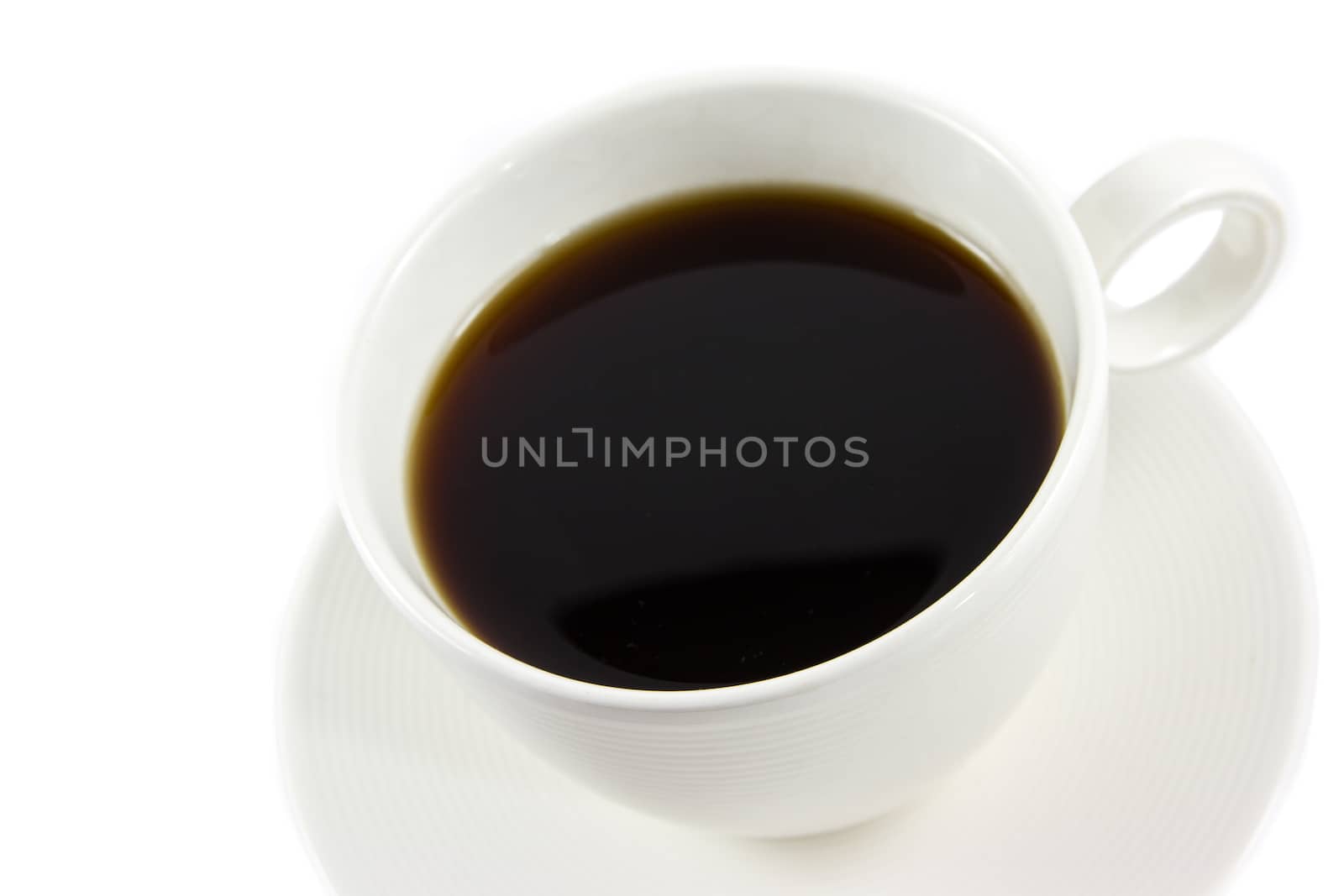 White cup of coffee isolated on white background