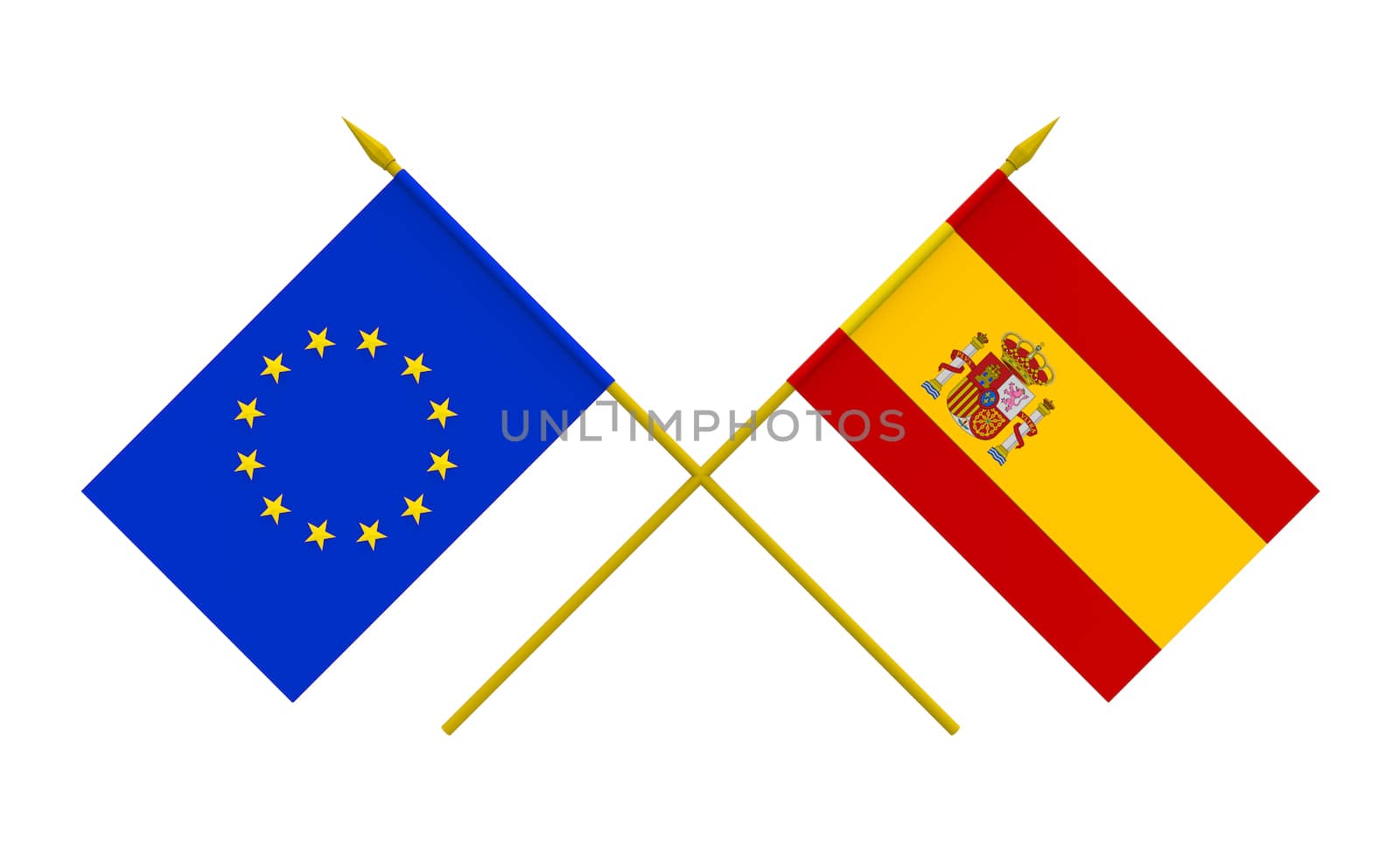 Flags, Spain and European Union by Boris15