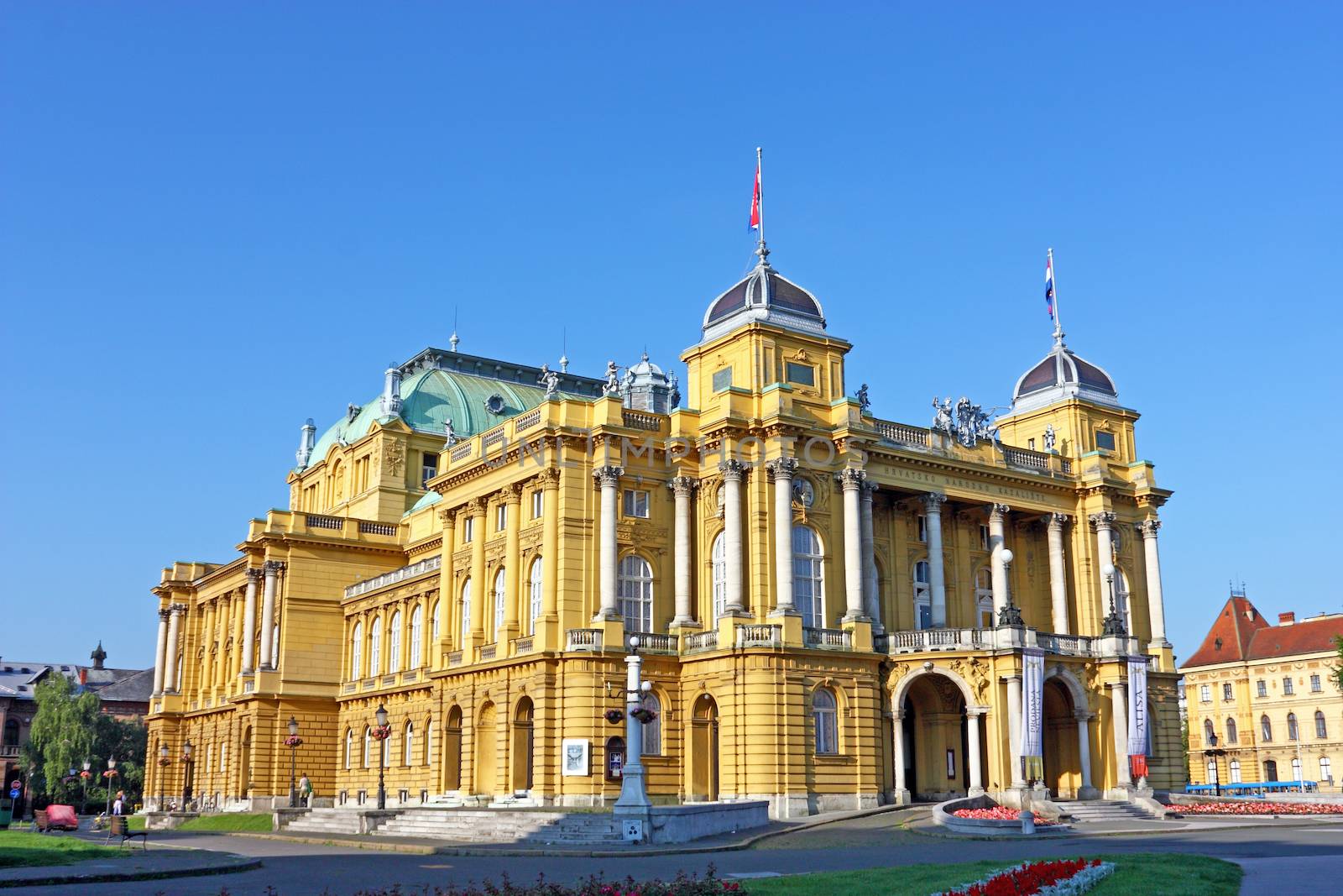Croatian national theater in Zagreb by day