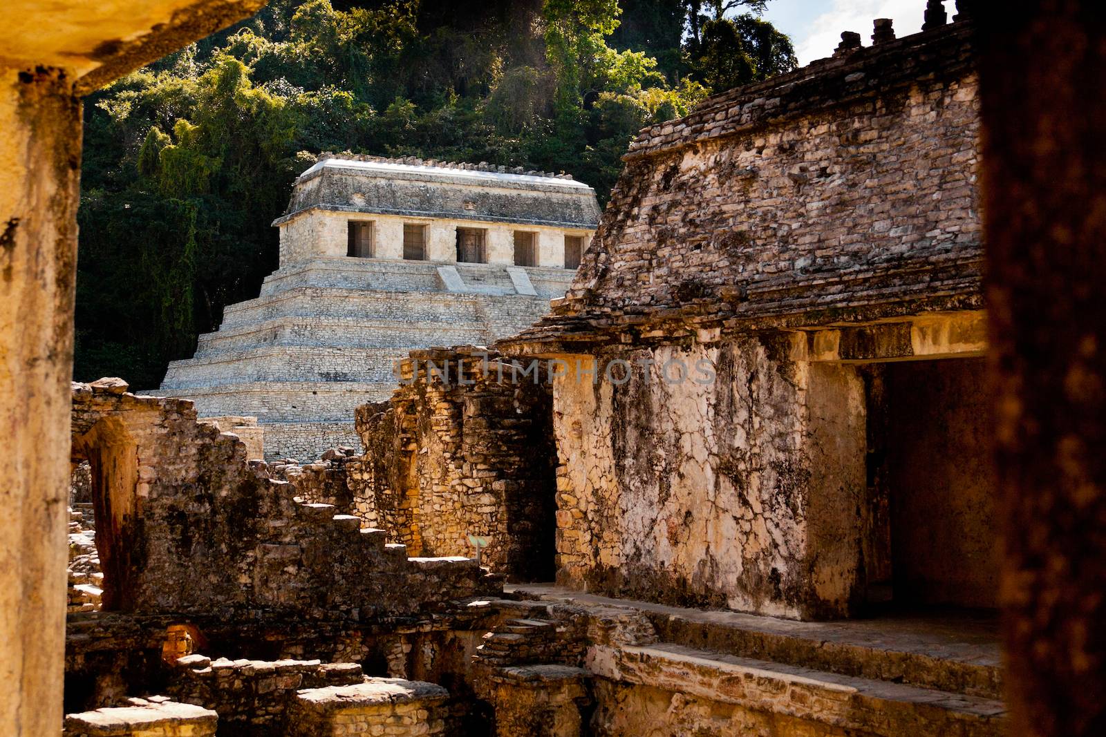 Temple of Palenque, an ancient mayan ruin, located in Palenque, Yucatan, Mexico
