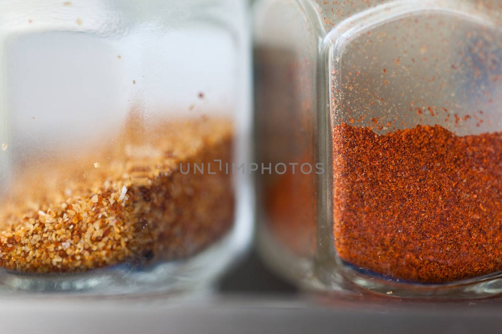 a macro shot of two spice jar