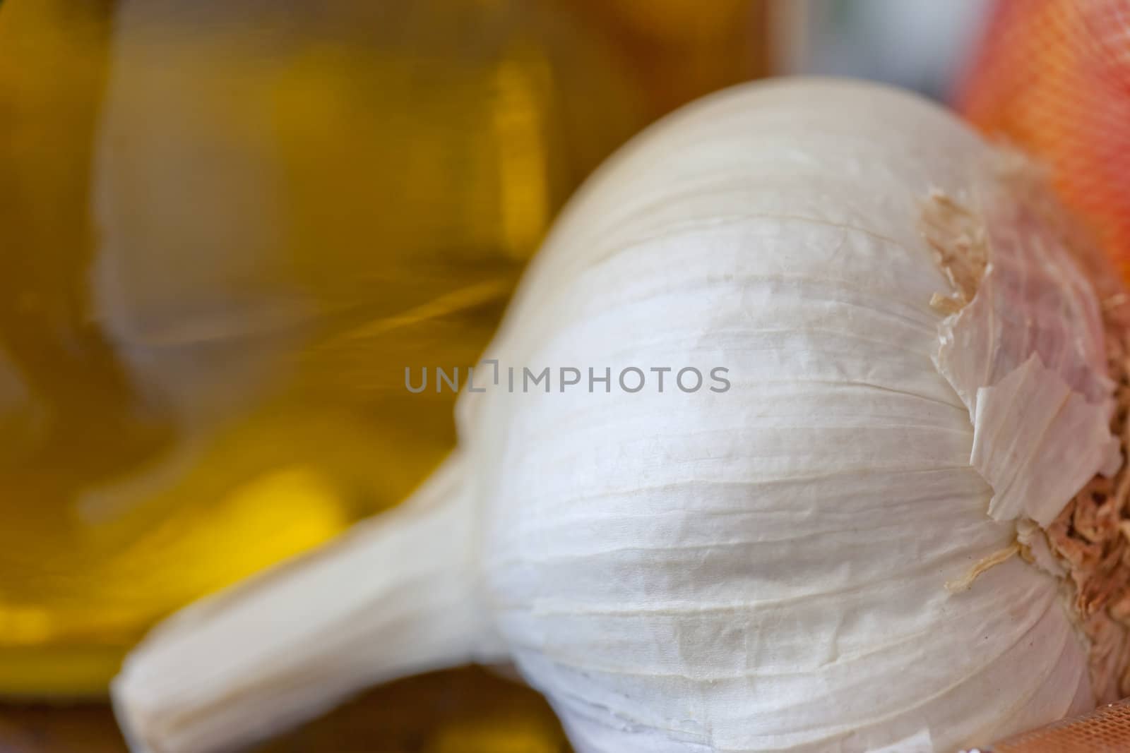 macro shot of a garlic over a golden background