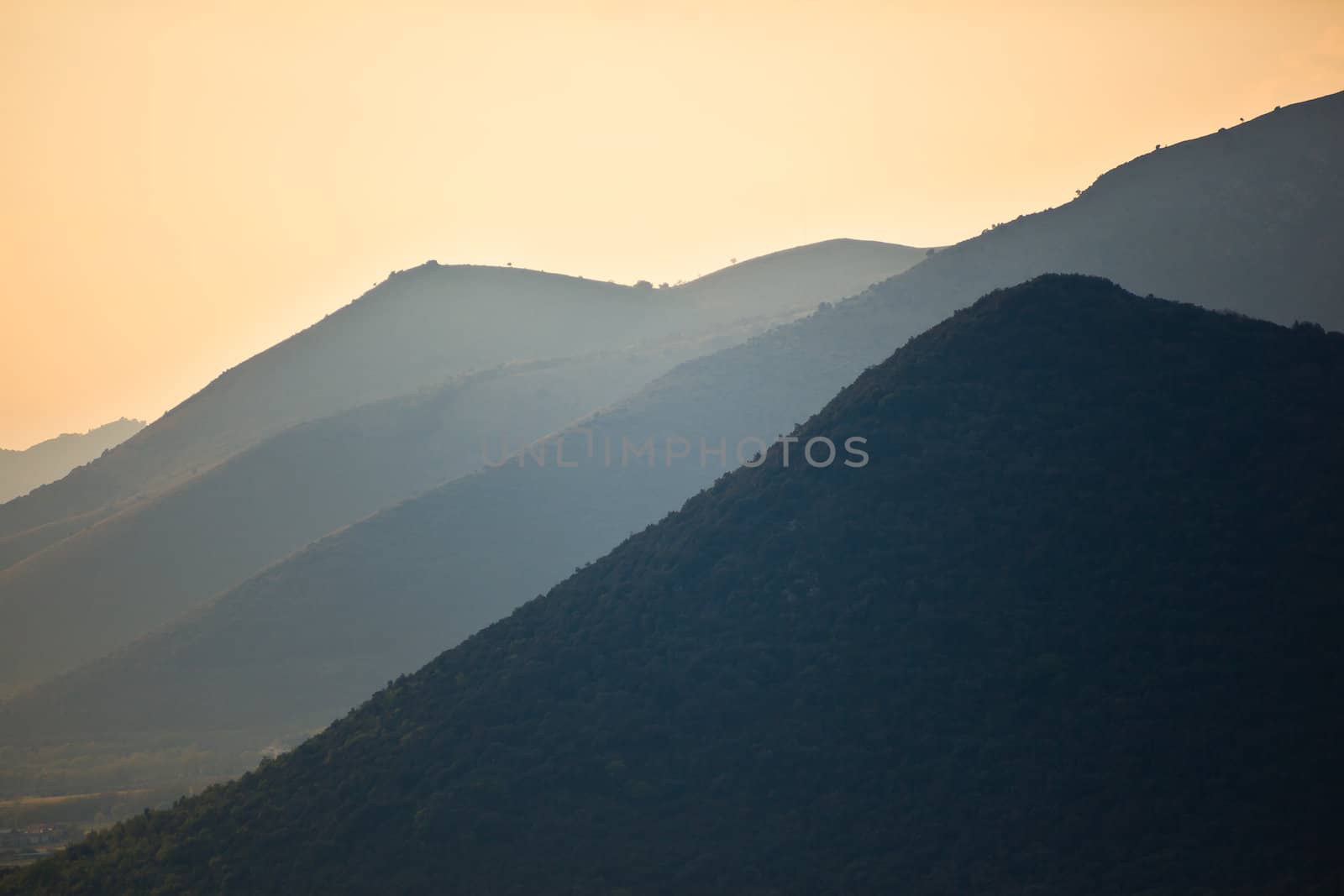 Mountain Range at dusk in Italy