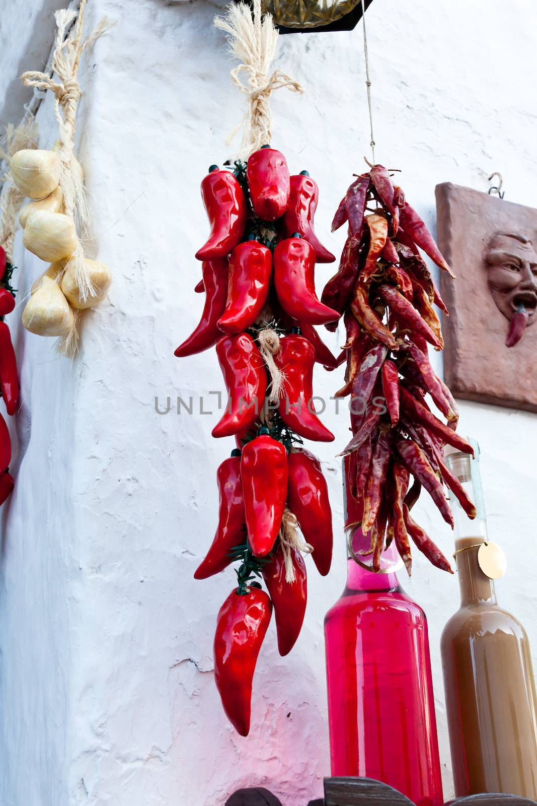 fresh and dryed Hanged peppers by dario_lo_presti