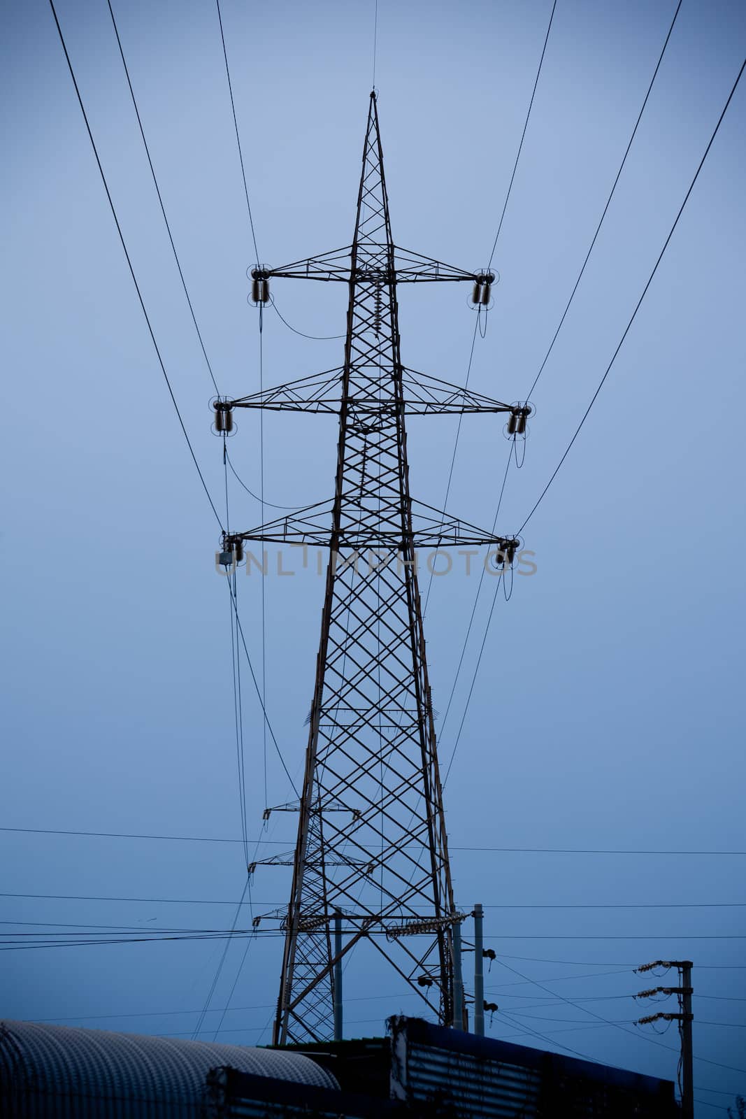 Electrical Pylon with dark sky