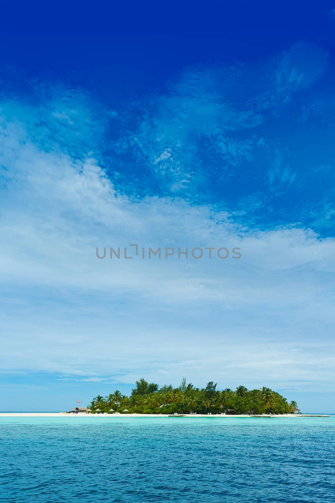 Paradise Island, blue sea and blue sky