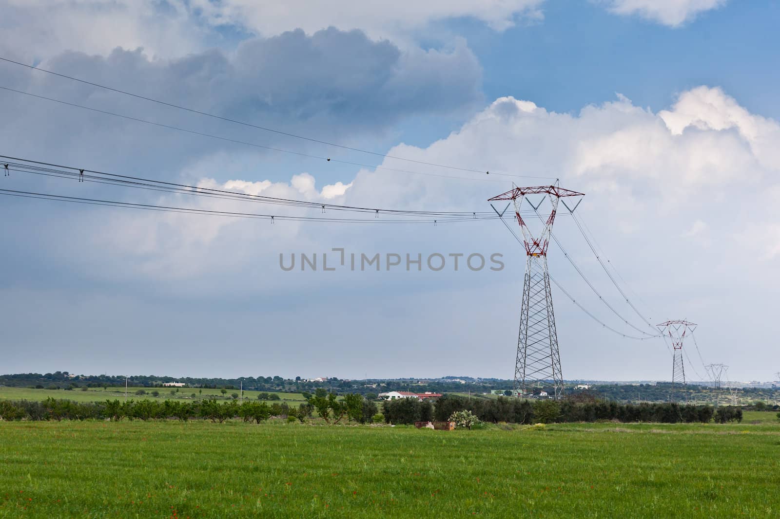 Power Line on rural field
