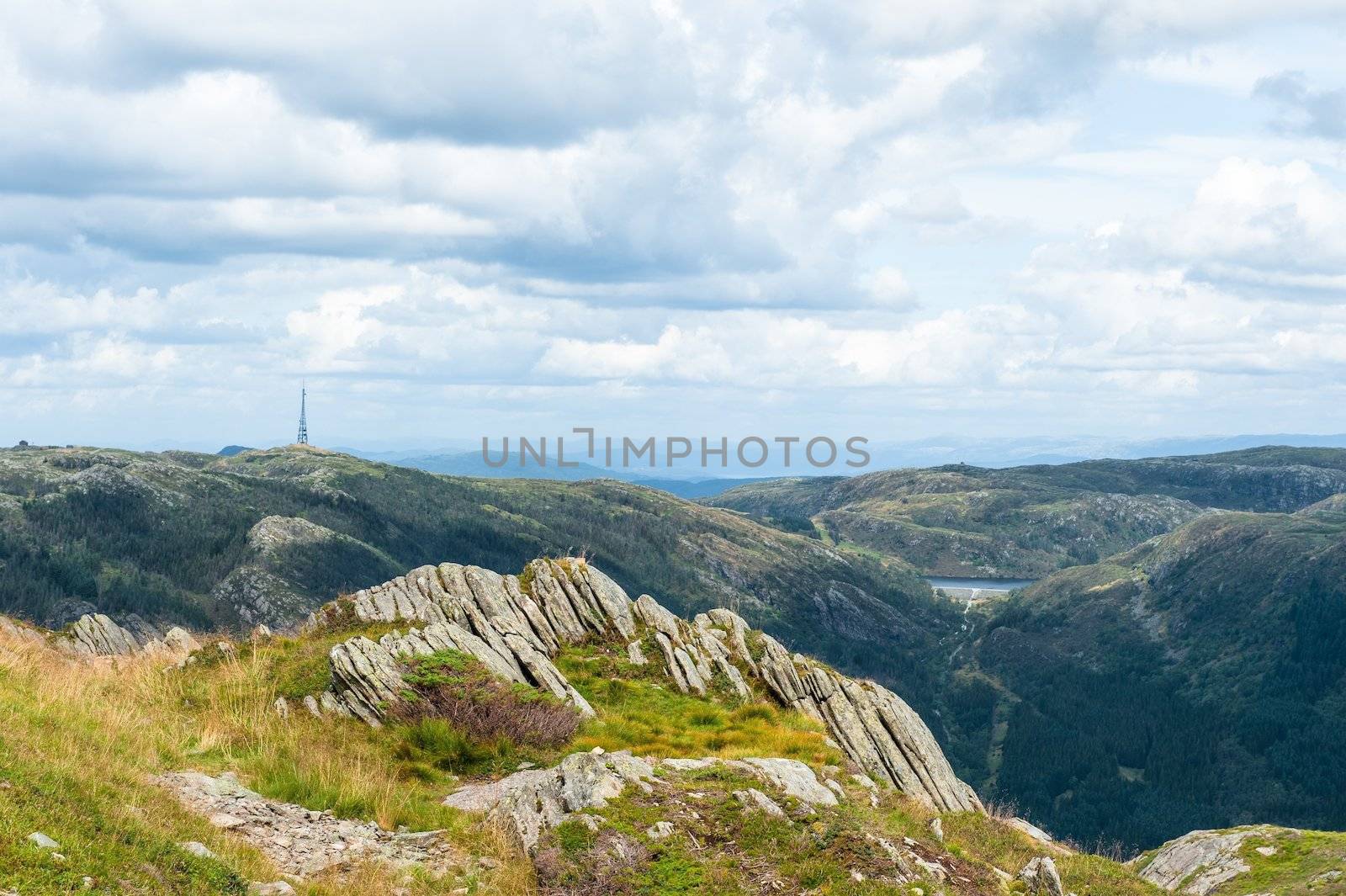 View from mount Ulriken near Bergen city in Norway