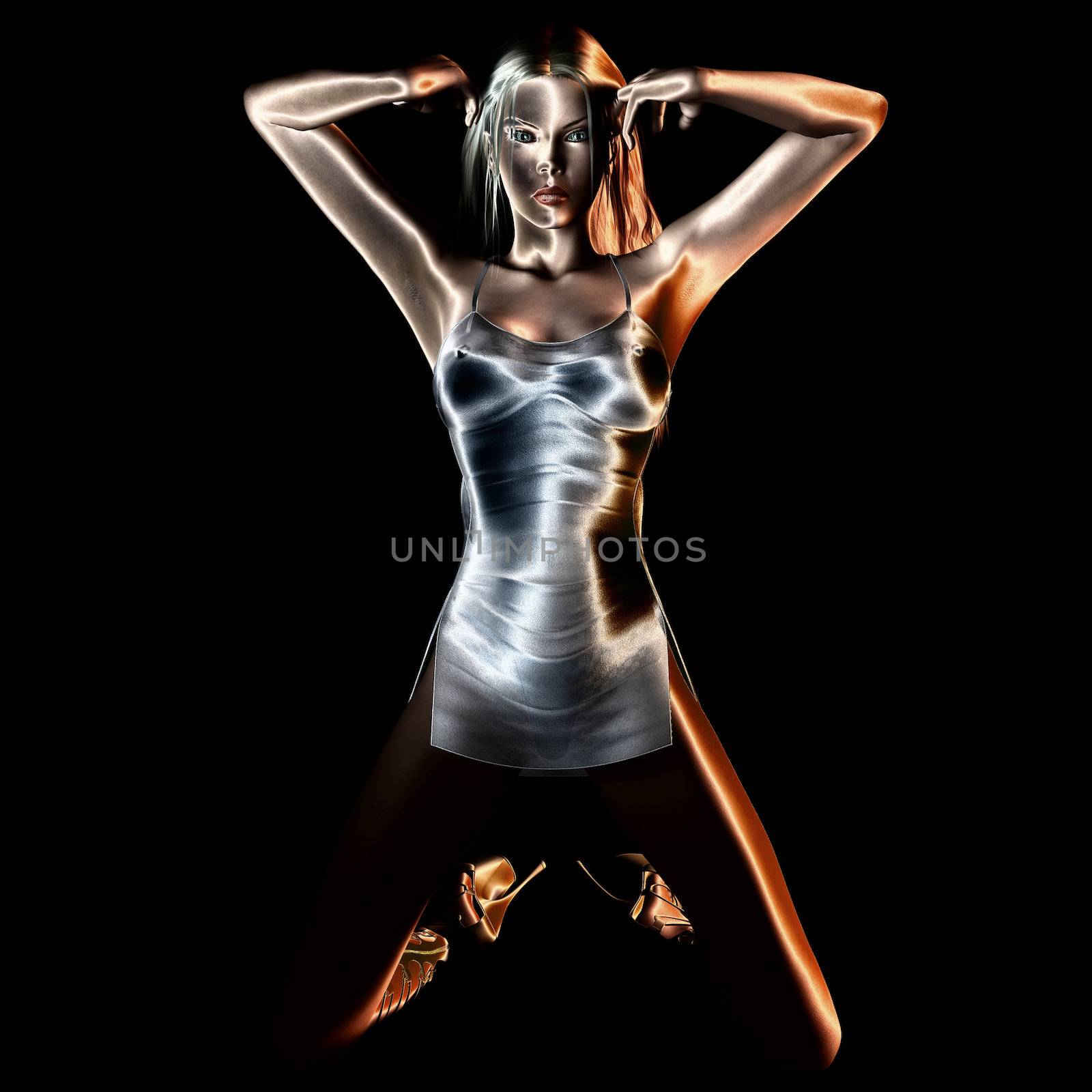 Digital rendering of a posing girl