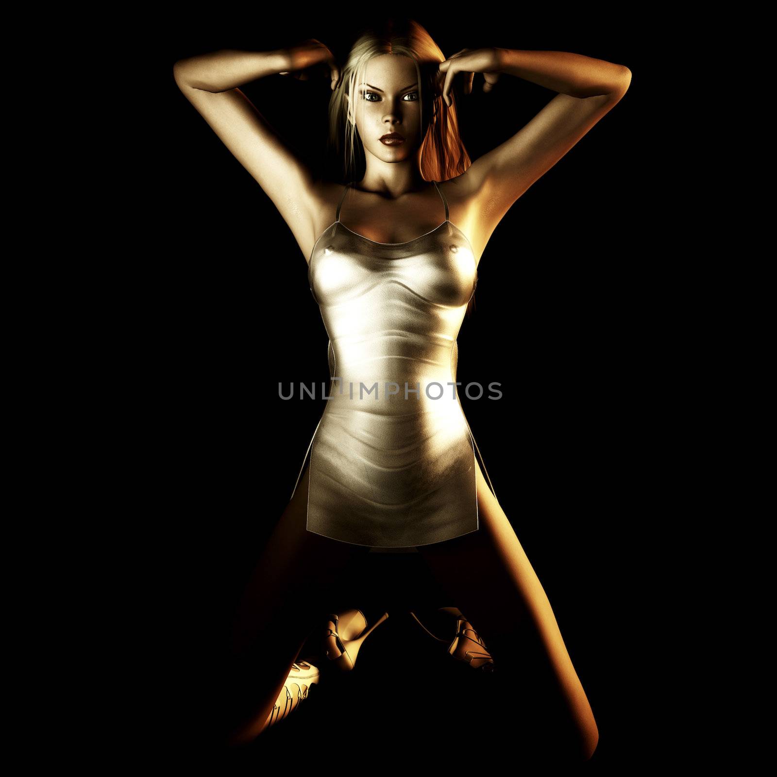 Digital rendering of a posing girl