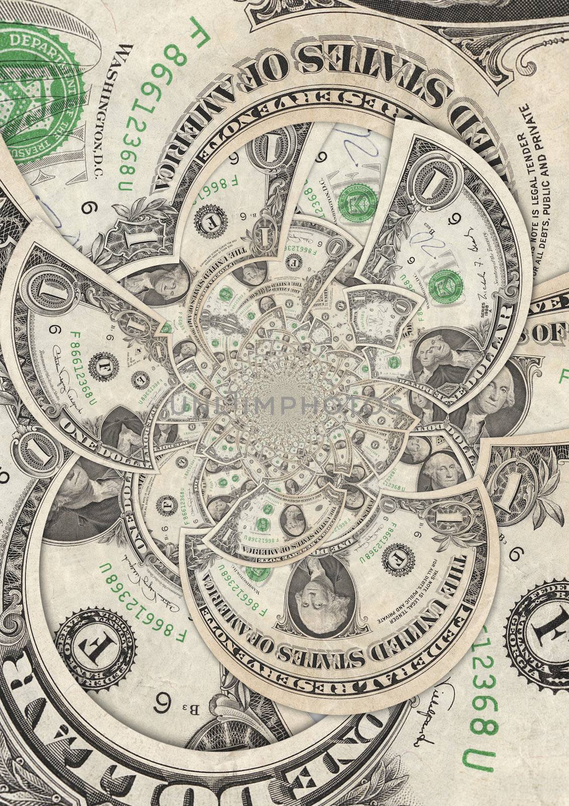 Kaleidoscopic Collage of Dollar Bills