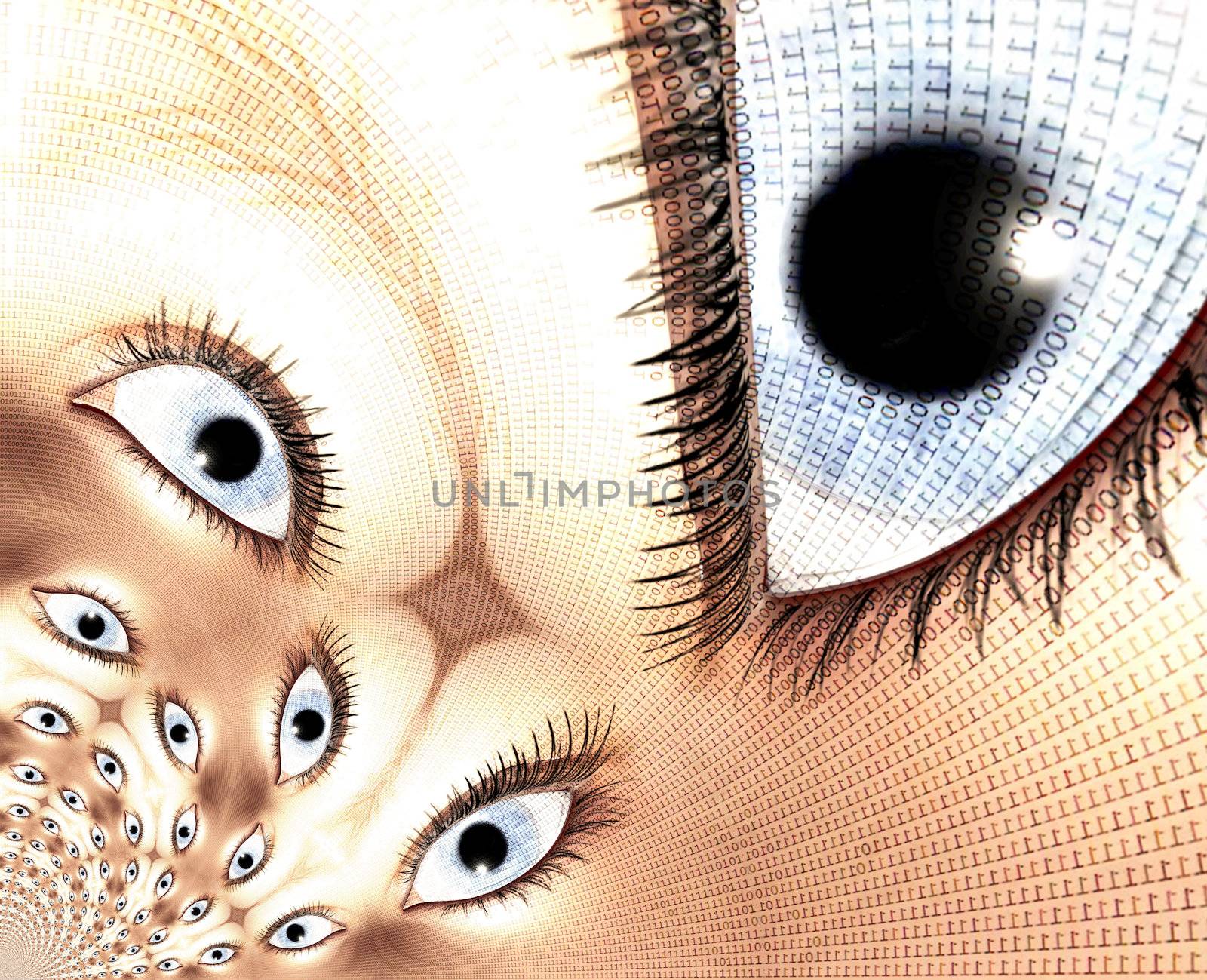 Kaleidoscopic Collage of digital Eyes