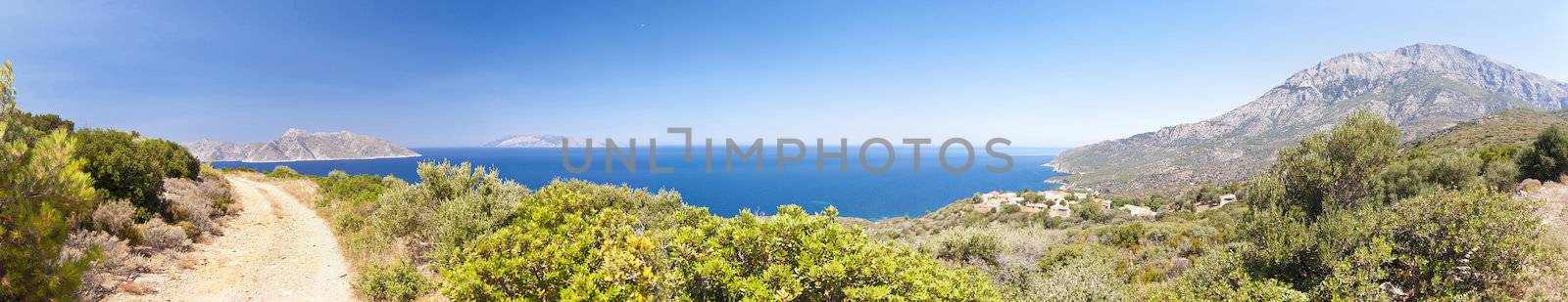 Panorama of Samos in Greece