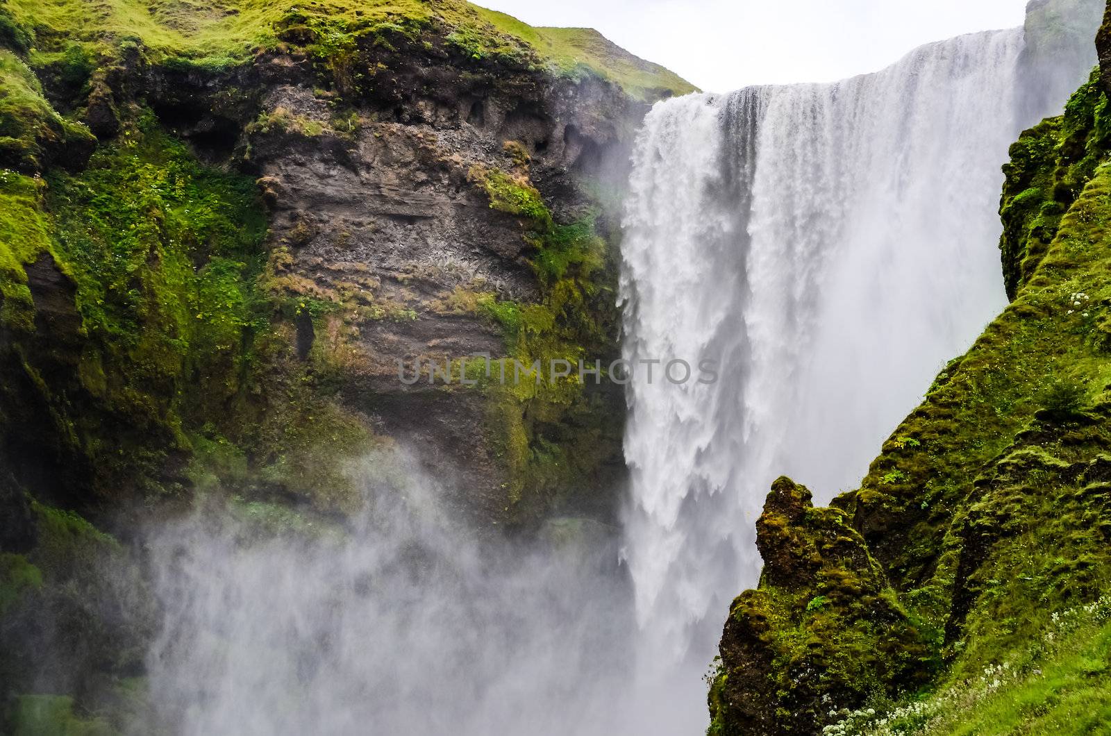 Detail of Skogafoss waterfall near Skogar, Iceland by martinm303