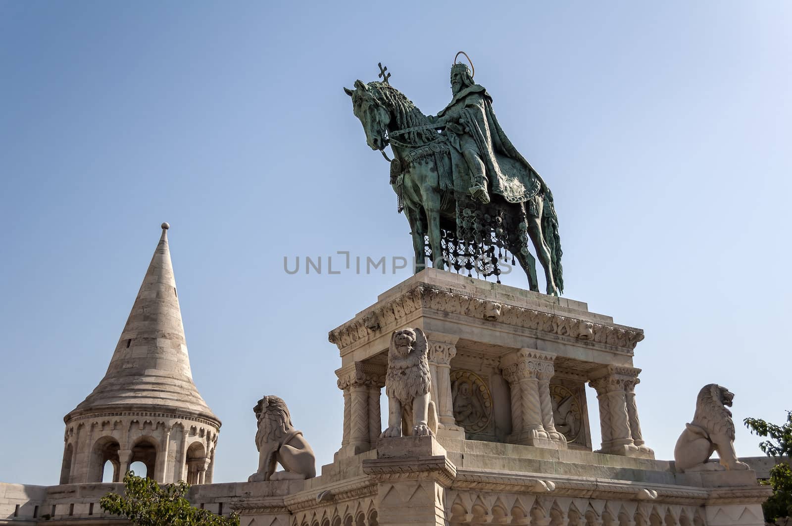 Statue of King Saint Stephen I in Budapest, Hungary.