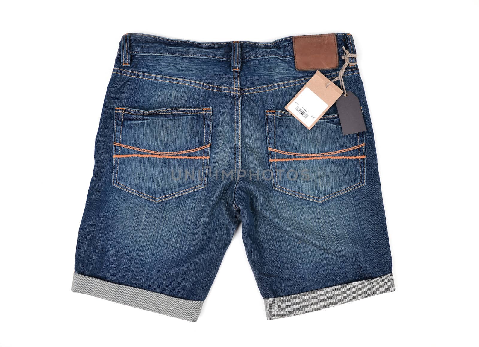 price tag with barcode on  jeans textured