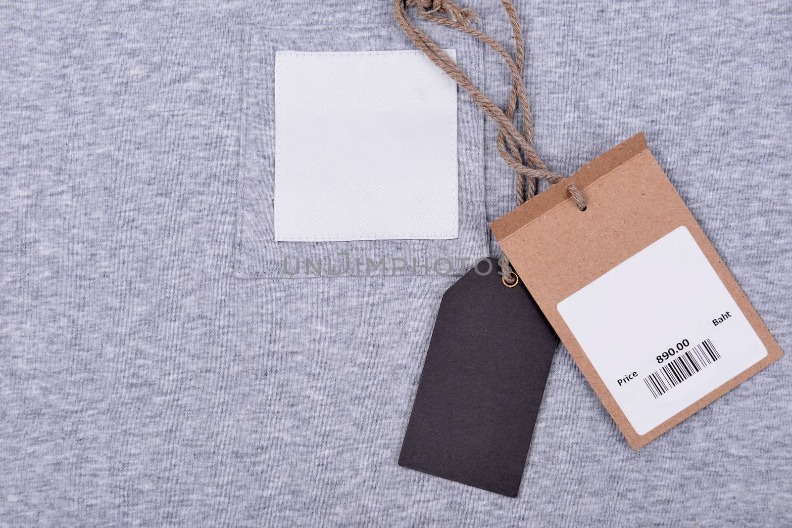 t shirt with price tag on white background