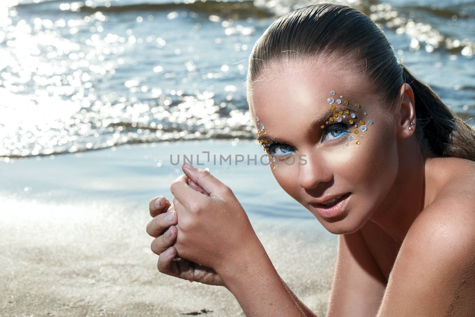 Summer, sea. Sexy girl on the beach