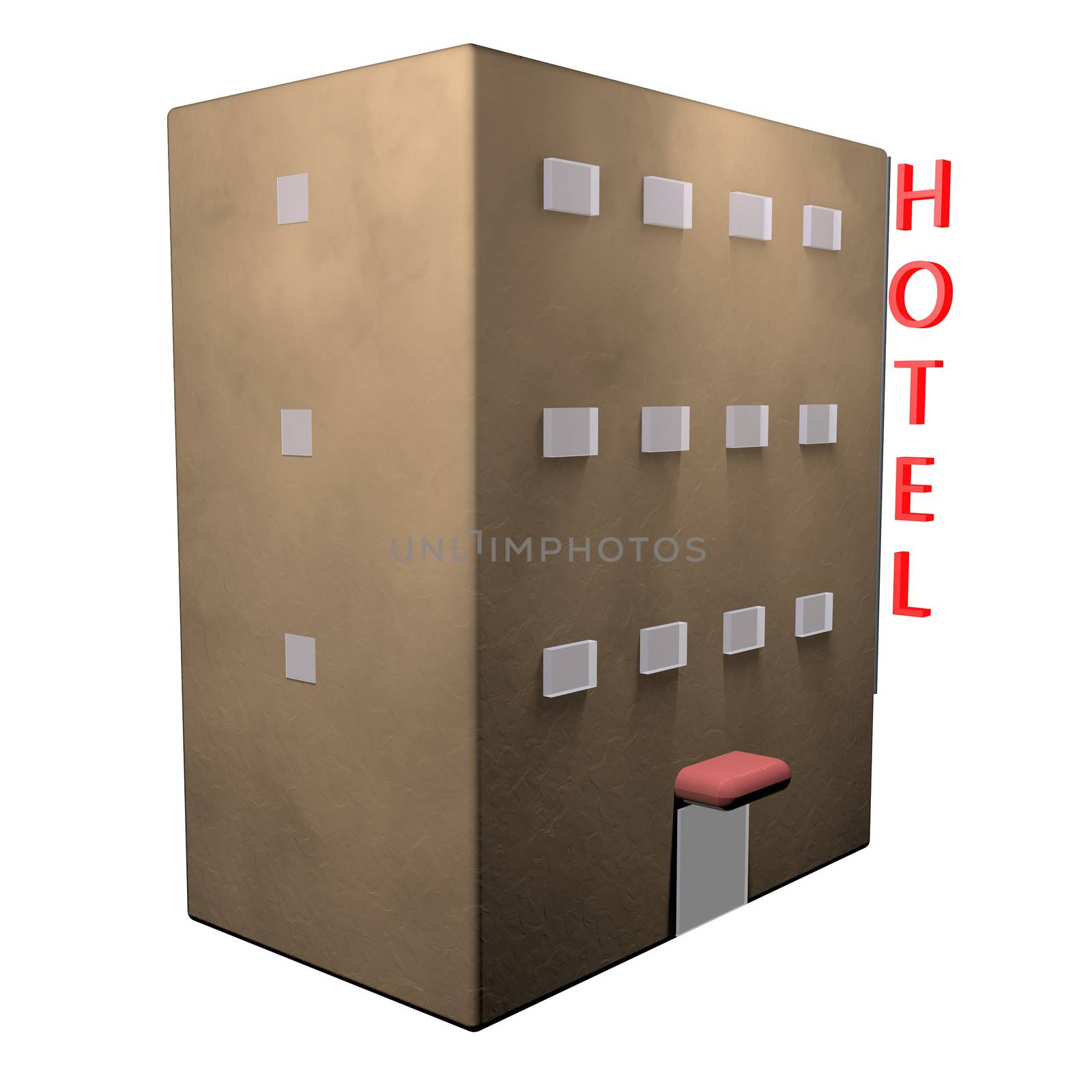 Hotel isolated over white background, 3d render