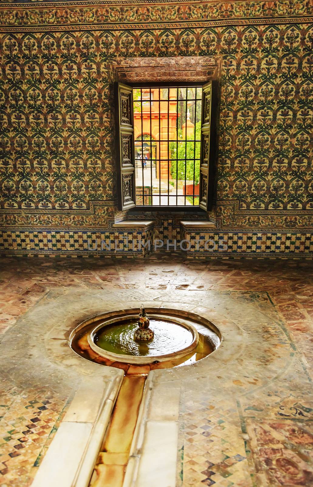 Fountain Pavilion Garden Alcazar Royal Palace Seville Spain by bill_perry