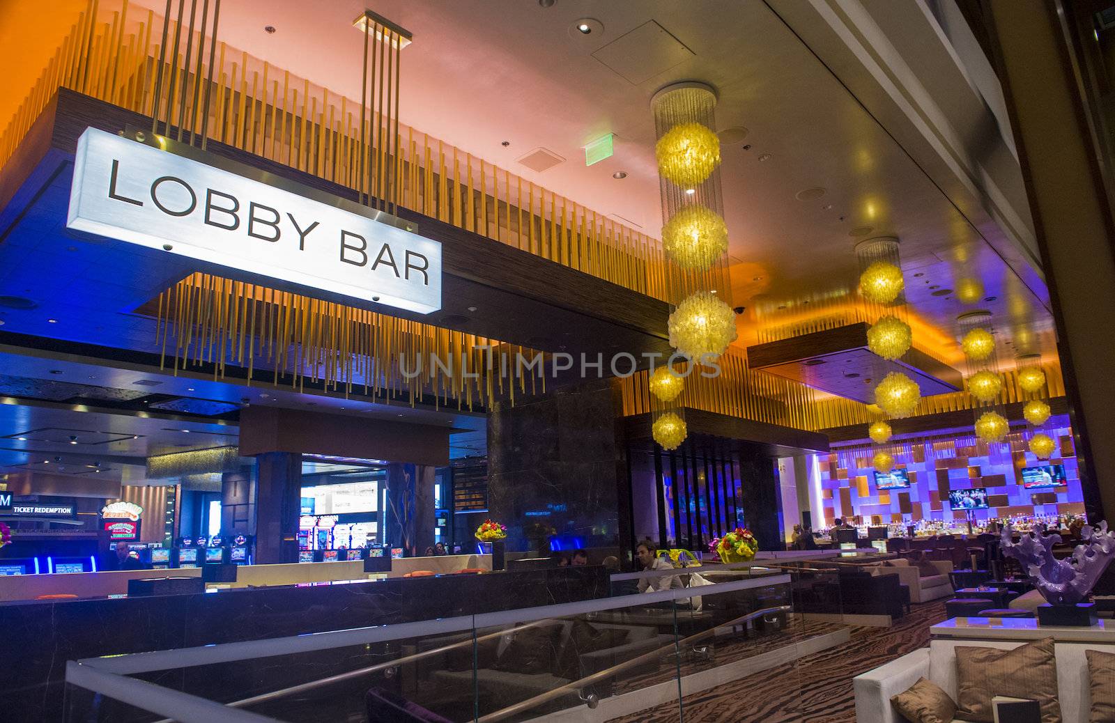 LAS VEGAS - JAN 13 : The interior of Aria Resort and Casino in Las Vegas on January 13 2014. The Aria was opened on 2009 and is the world's largest hotel to receive LEED Gold certification