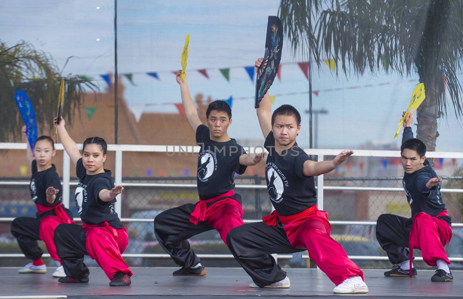 LAS VEGAS - FEB 09 : Chinese martial art performers at the Chinese New Year celebrations held in Las Vegas , Nevada on February 09 2014