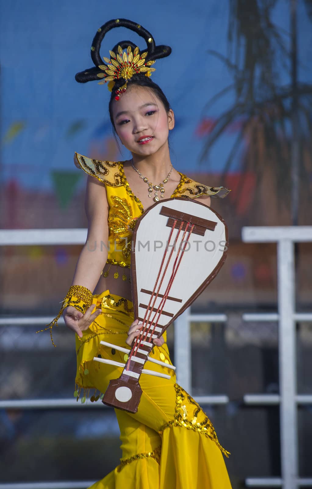 LAS VEGAS - FEB 09 : Chinese folk dancer perform at the Chinese New Year celebrations held in Las Vegas , Nevada on February 09 2014