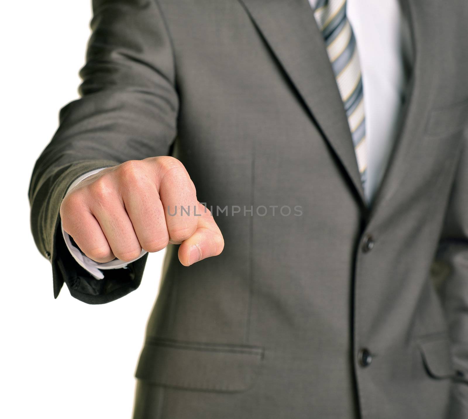 Fist businessman. Isolated on the white background