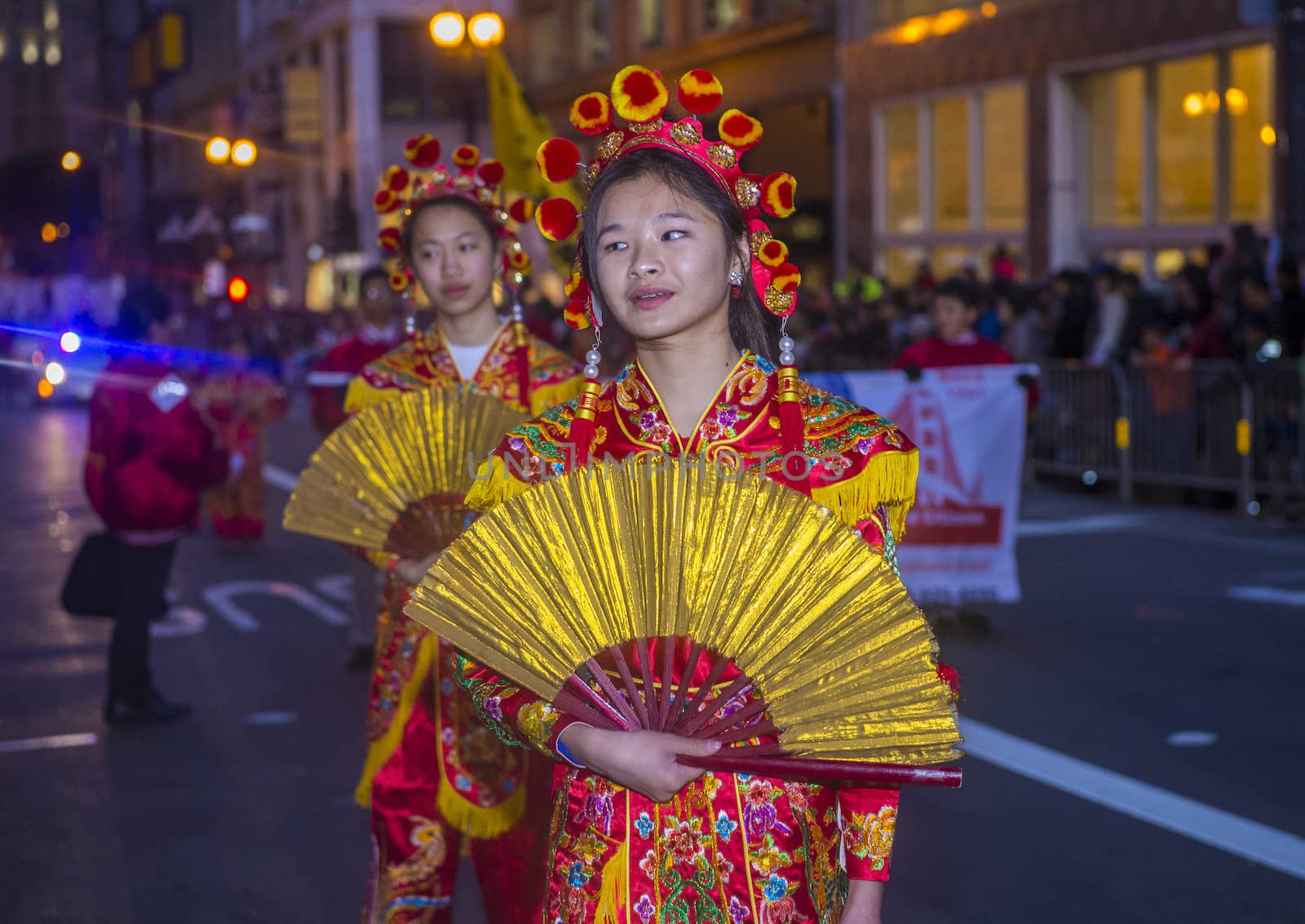 SAN FRANCISCO - FEB 15 : An unidentified participants at the Chinese New Year Parade in San Francisco , California on February 15 2014 , It is the largest Asian event in North America 