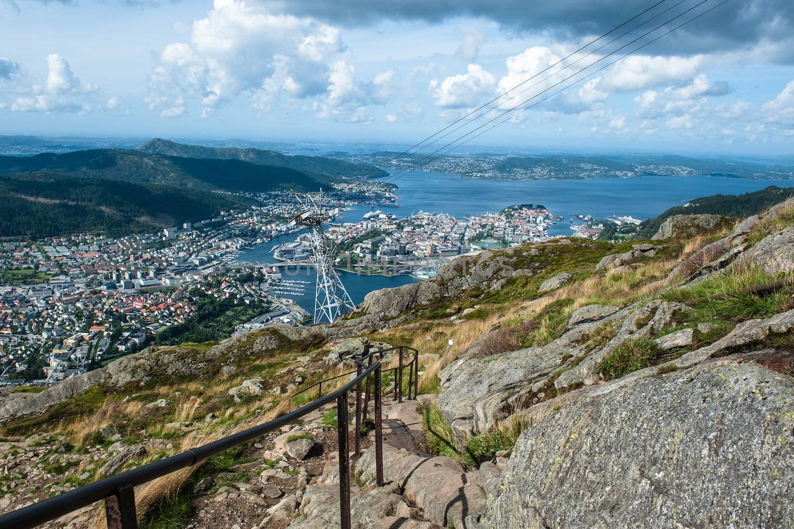 View from mount Ulriken near Bergen city in Norway