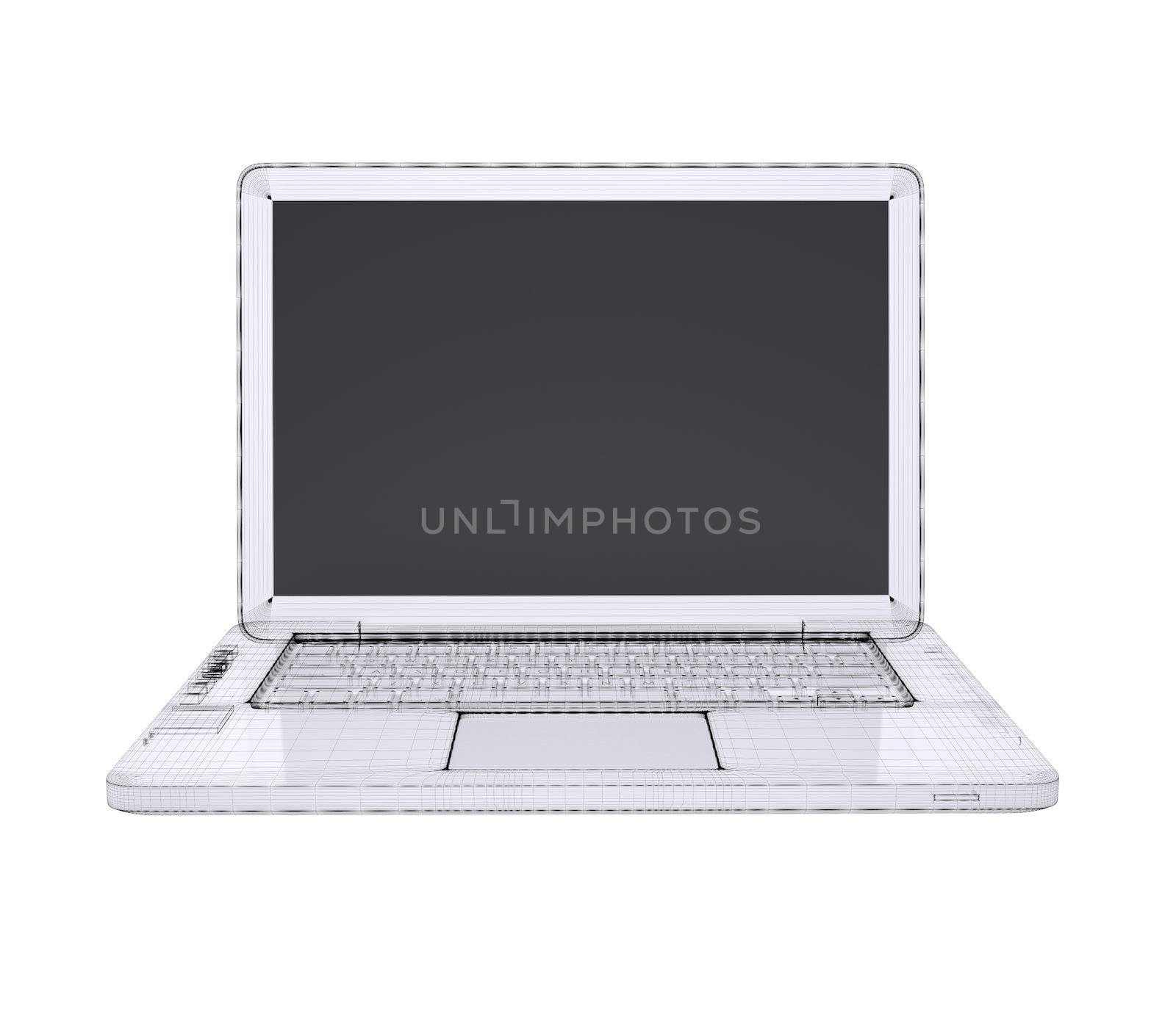 Laptop. Wire frame. Isolated render on a white background