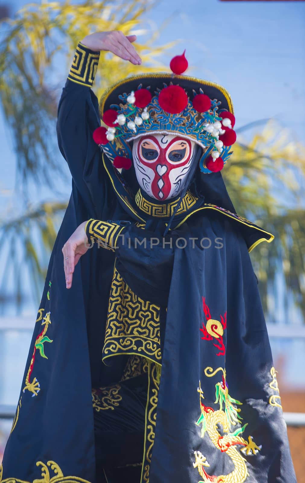 LAS VEGAS - FEB 09 : Chinese master of masks perform at the Chinese New Year celebrations held in Las Vegas , Nevada on February 09 2014