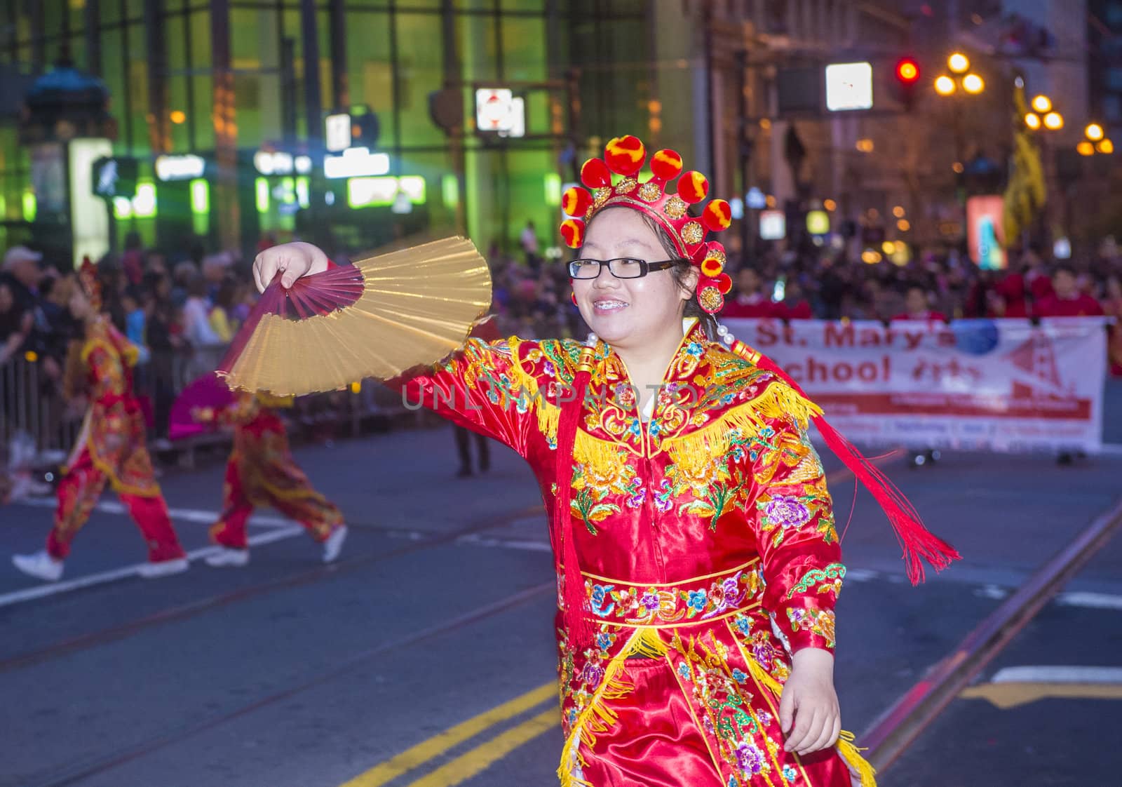 SAN FRANCISCO - FEB 15 : An unidentified participant at the Chinese New Year Parade in San Francisco , California on February 15 2014 , It is the largest Asian event in North America 