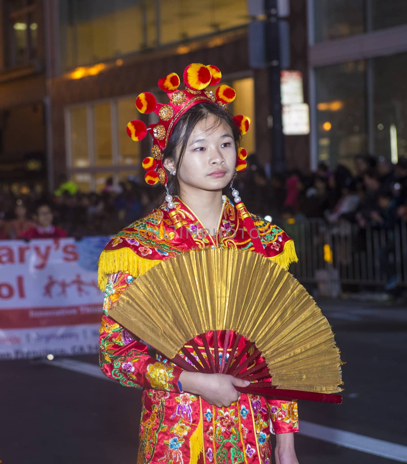 SAN FRANCISCO - FEB 15 : An unidentified participant at the Chinese New Year Parade in San Francisco , California on February 15 2014 , It is the largest Asian event in North America 