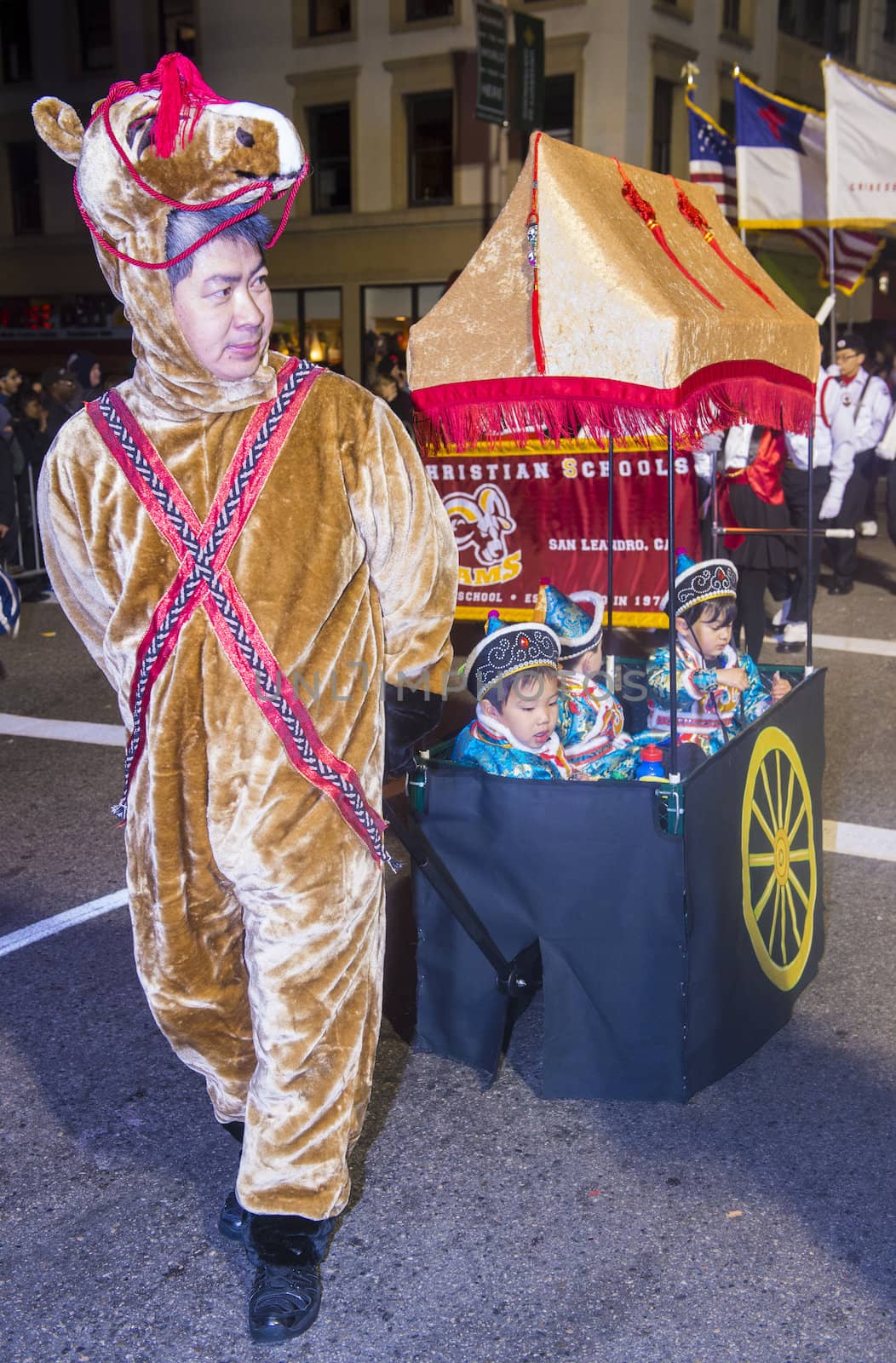 SAN FRANCISCO - FEB 15 : An unidentified participants at the Chinese New Year Parade in San Francisco , California on February 15 2014 , It is the largest Asian event in North America 