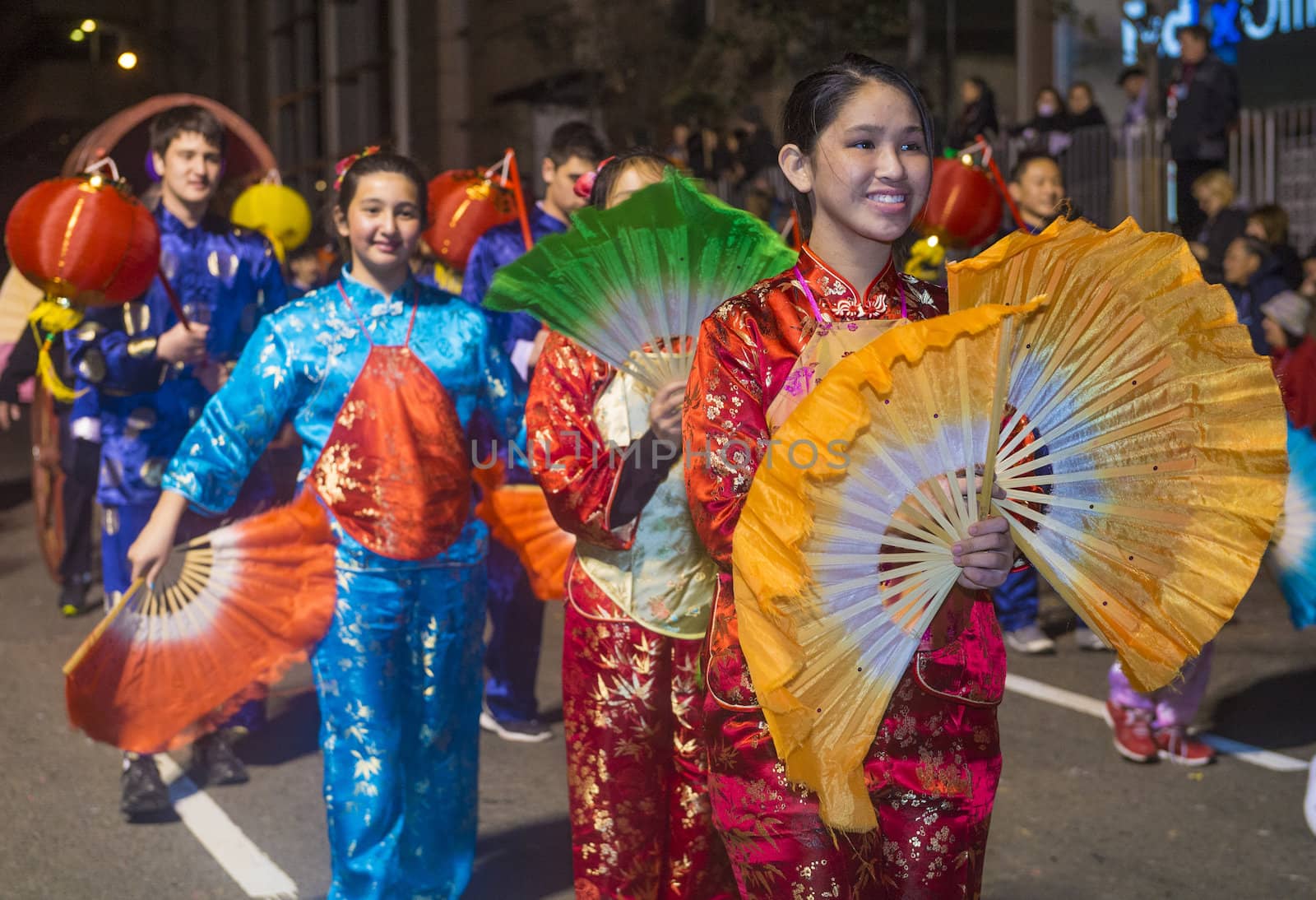 SAN FRANCISCO - FEB 15 : An unidentified participants at the Chinese New Year Parade in San Francisco , California on February 15 2014 , It is the largest Asian event in North America 