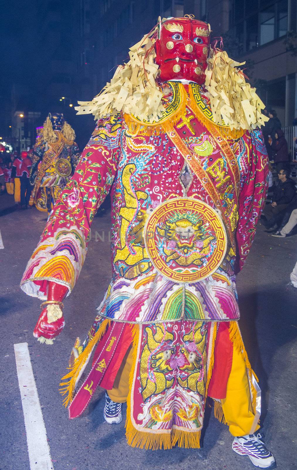 SAN FRANCISCO - FEB 15 : An unidentified participants with traditional man-size costumes at the annual Chinese new year parade on February 15 2014 on San Francisco , California